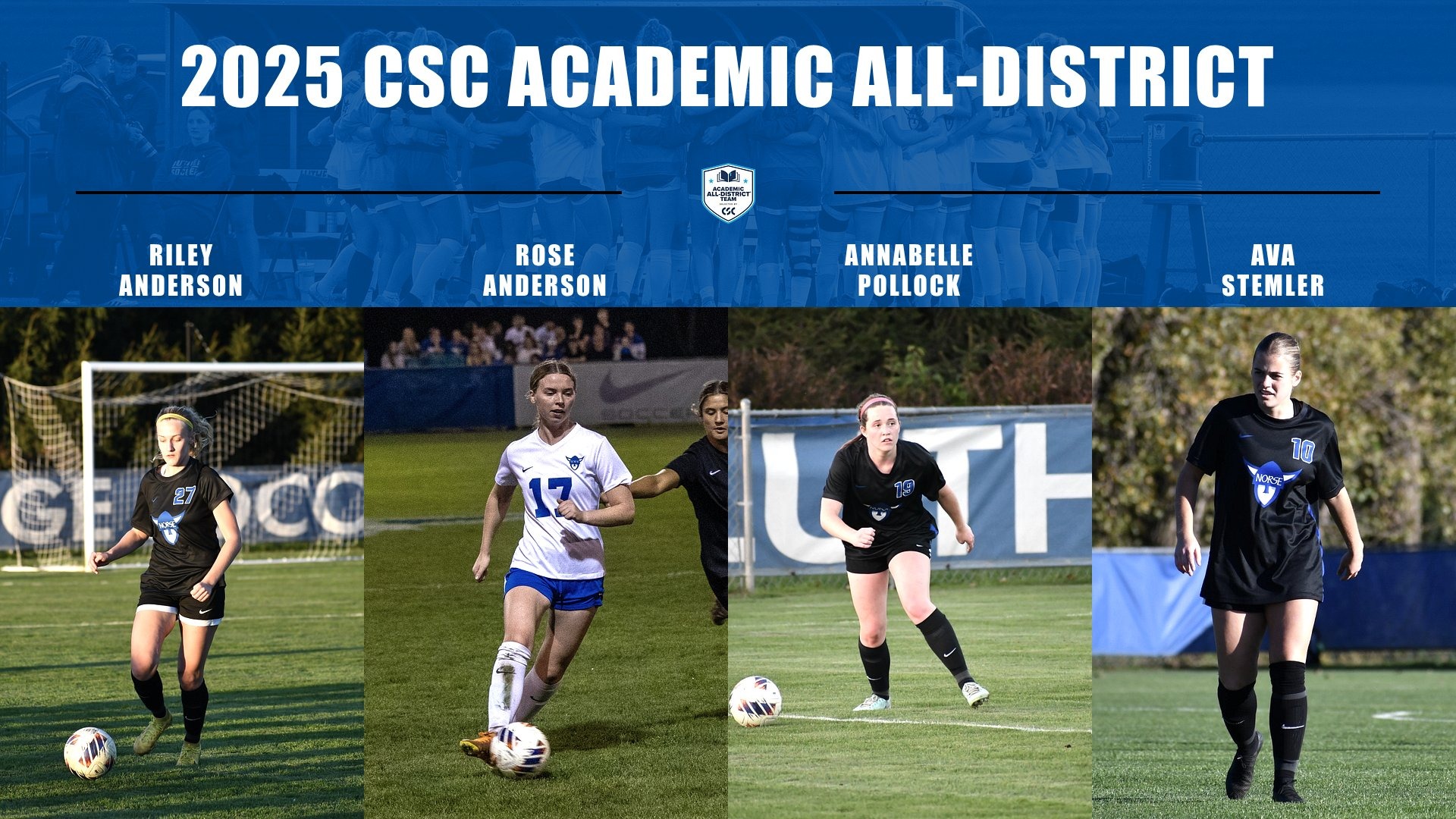 2025 Women's Soccer CSC Academic All-District Feature Graphic