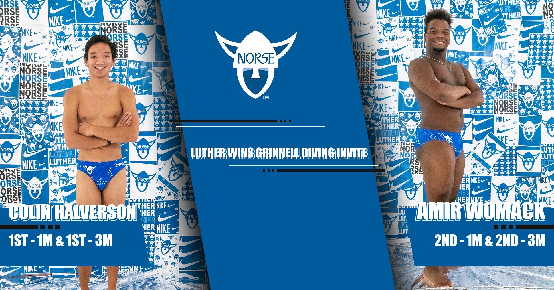 Luther Wins Grinnell Diving Invite Feature Graphic 12.7.25