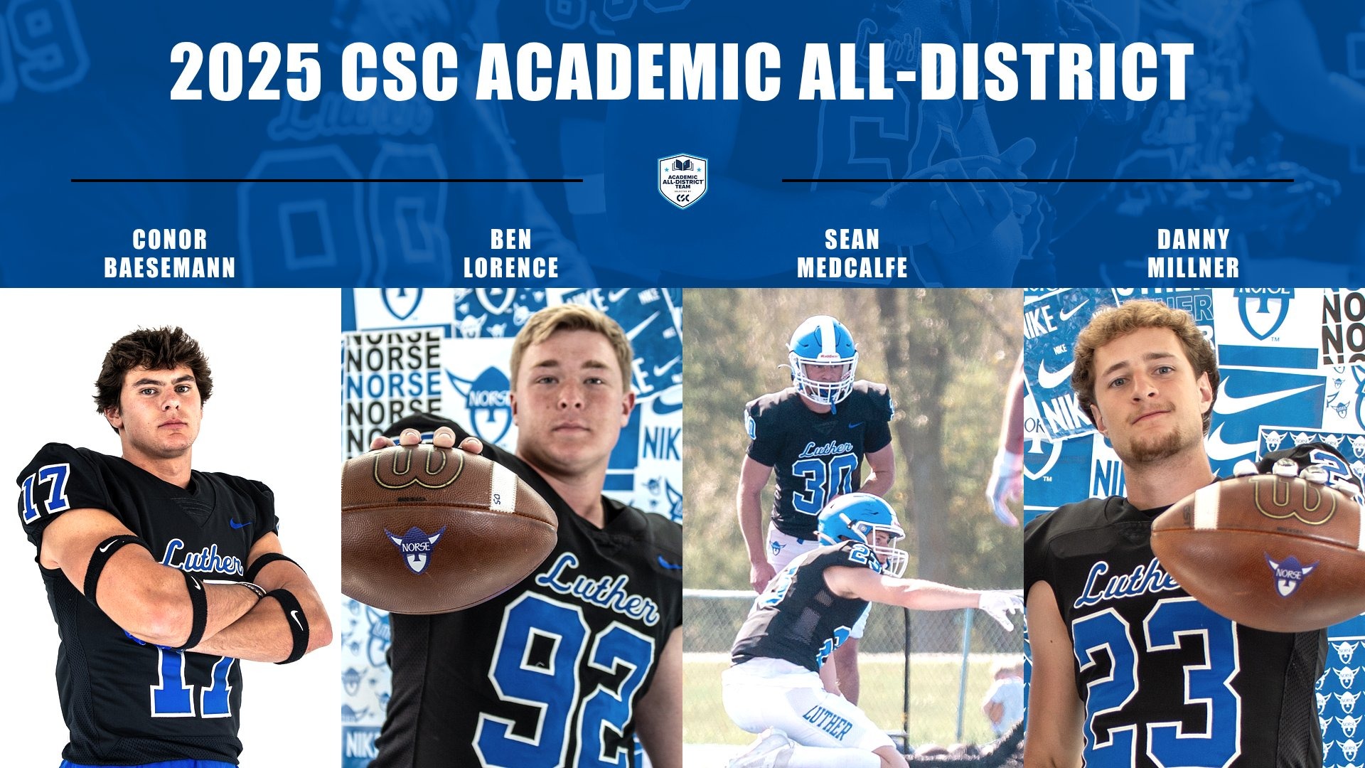 CSC Academic All-District Football Team 2025 Feature Graphic