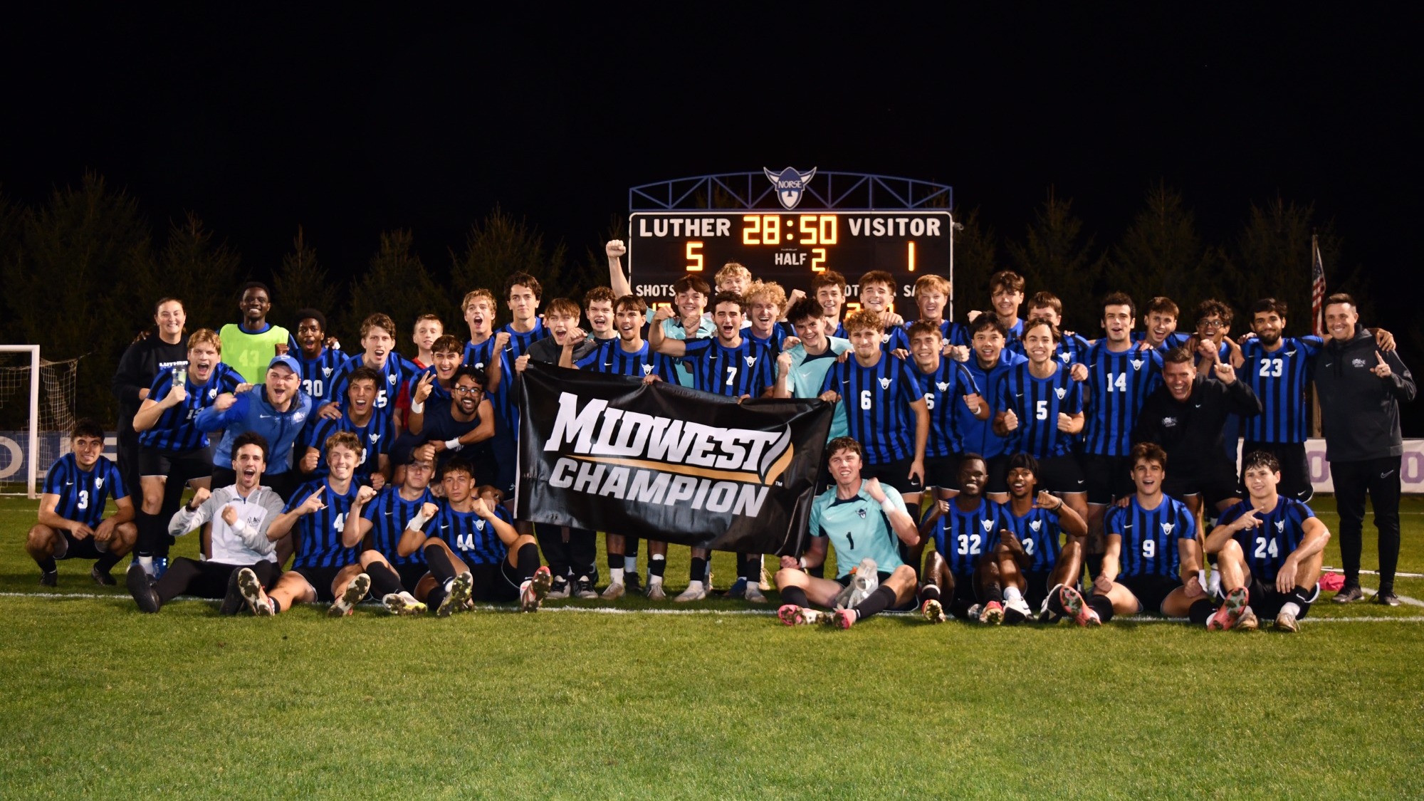 2026 Men's Soccer Midwest Conference Regular Season Champions Team Photo