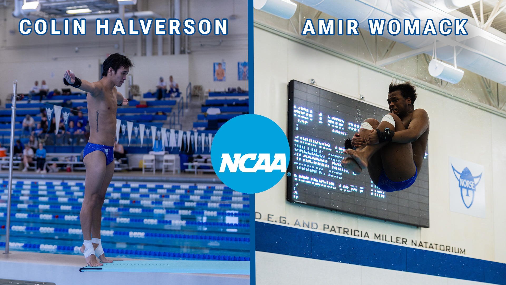 Colin Halverson & Amir Womack - Feature Graphic 2026 for NCAA Diving Regionals