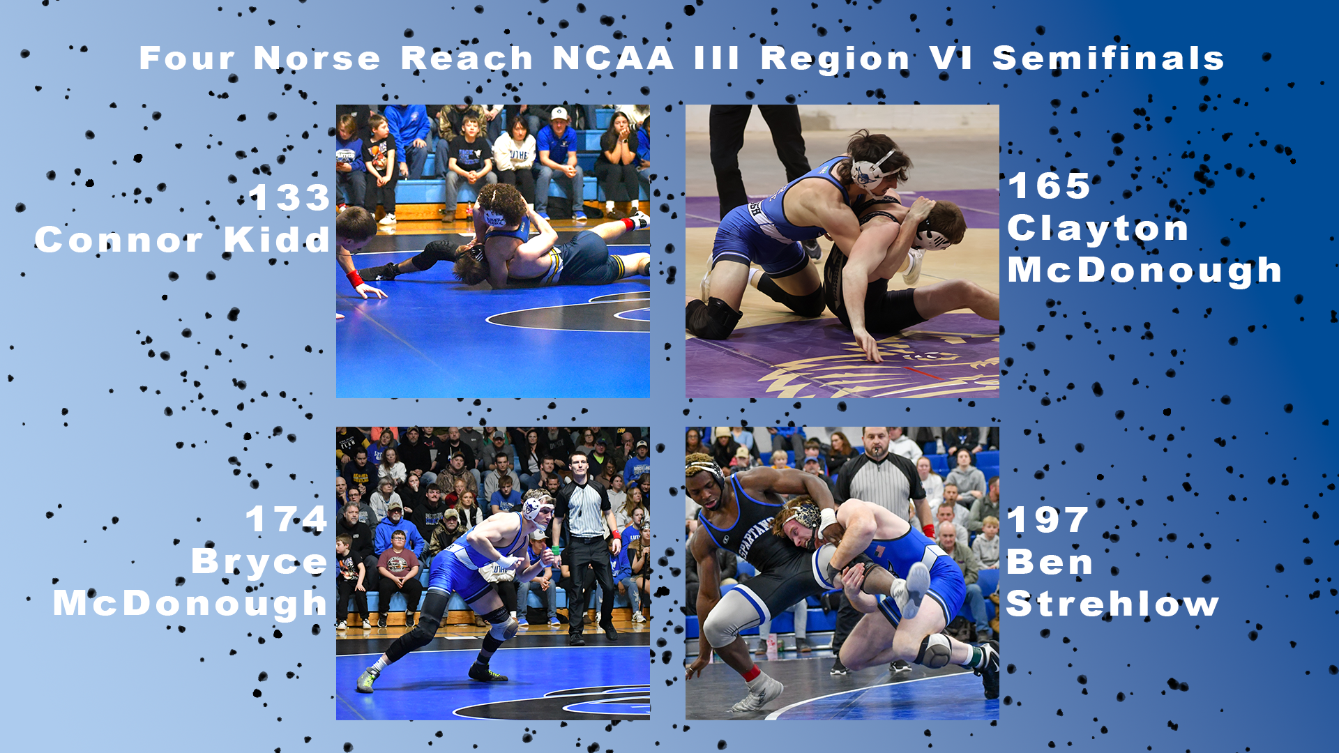 Four Luther Wrestlers Reach NCAA Region VI Semifinal 2026 Feature Graphic