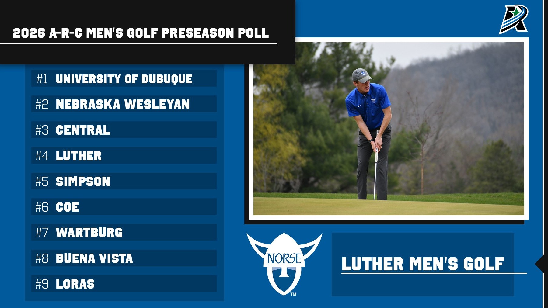 A-R-C men's golf preseason poll 2026 feature graphic