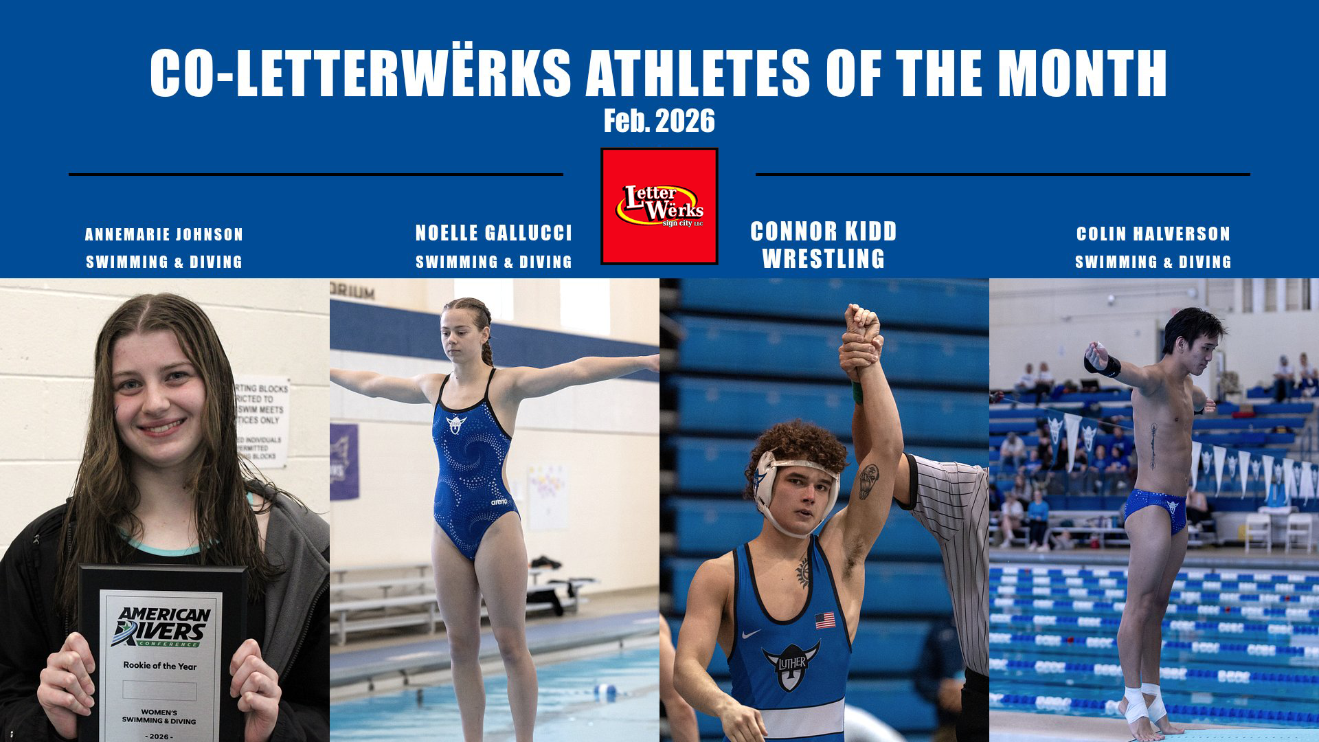 Letterwerks Athletes of the Month February 2026 Feature Graphic