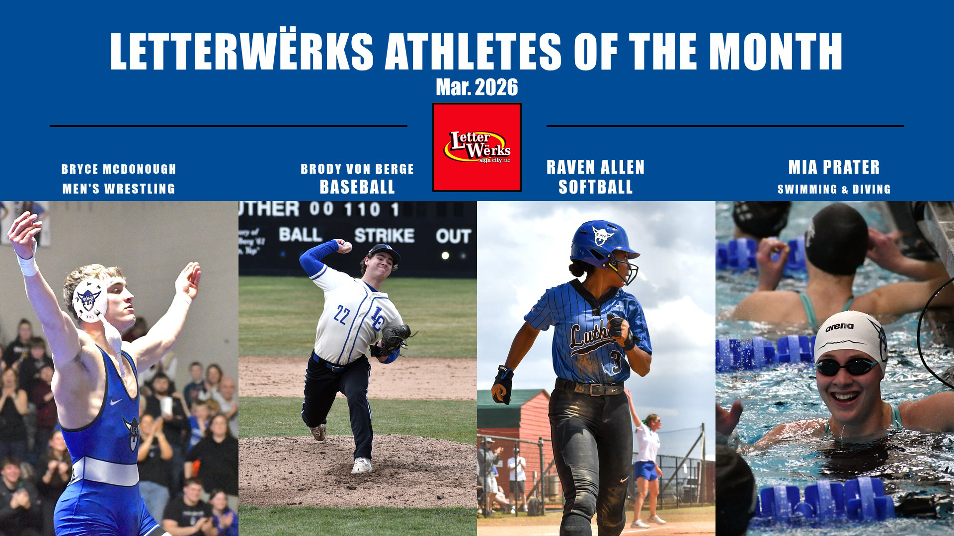 Letterwerks Athlete of the Month - March 2026 Feature Graphic