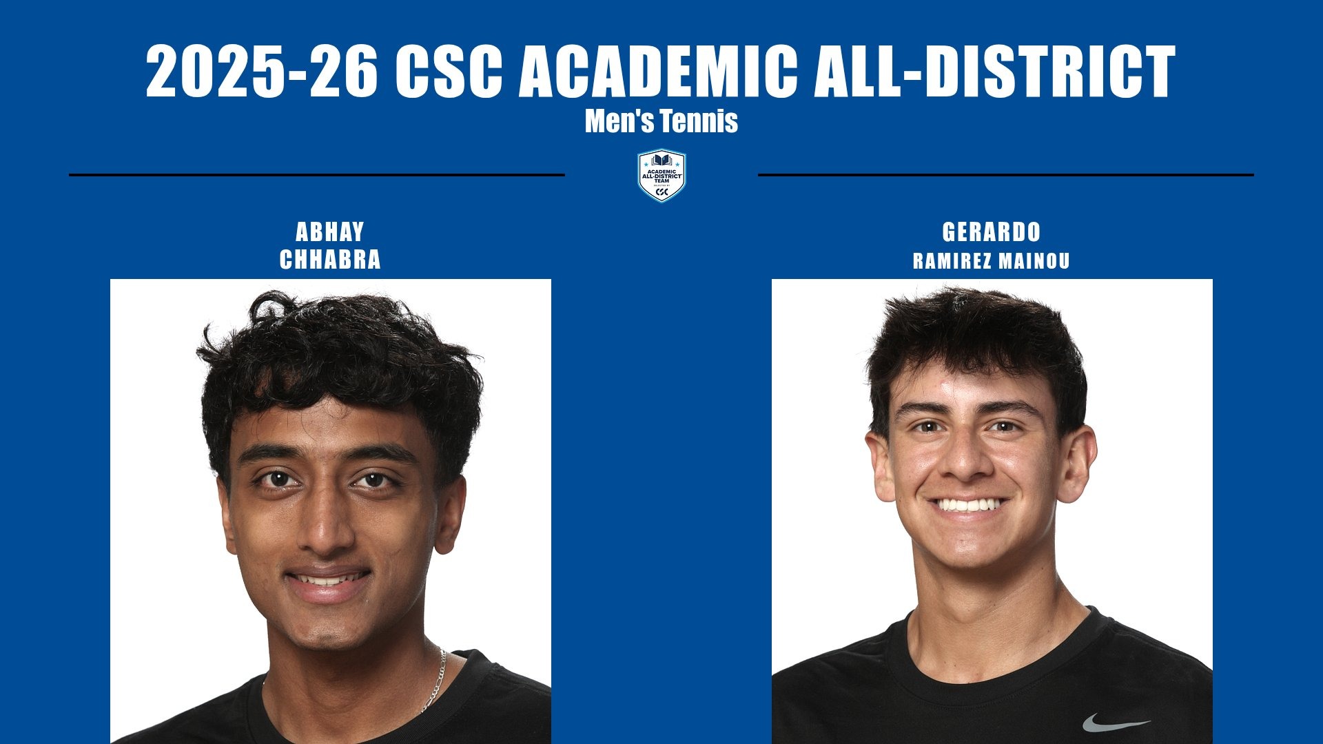 Men's Tennis CSC Academic All-District 2026