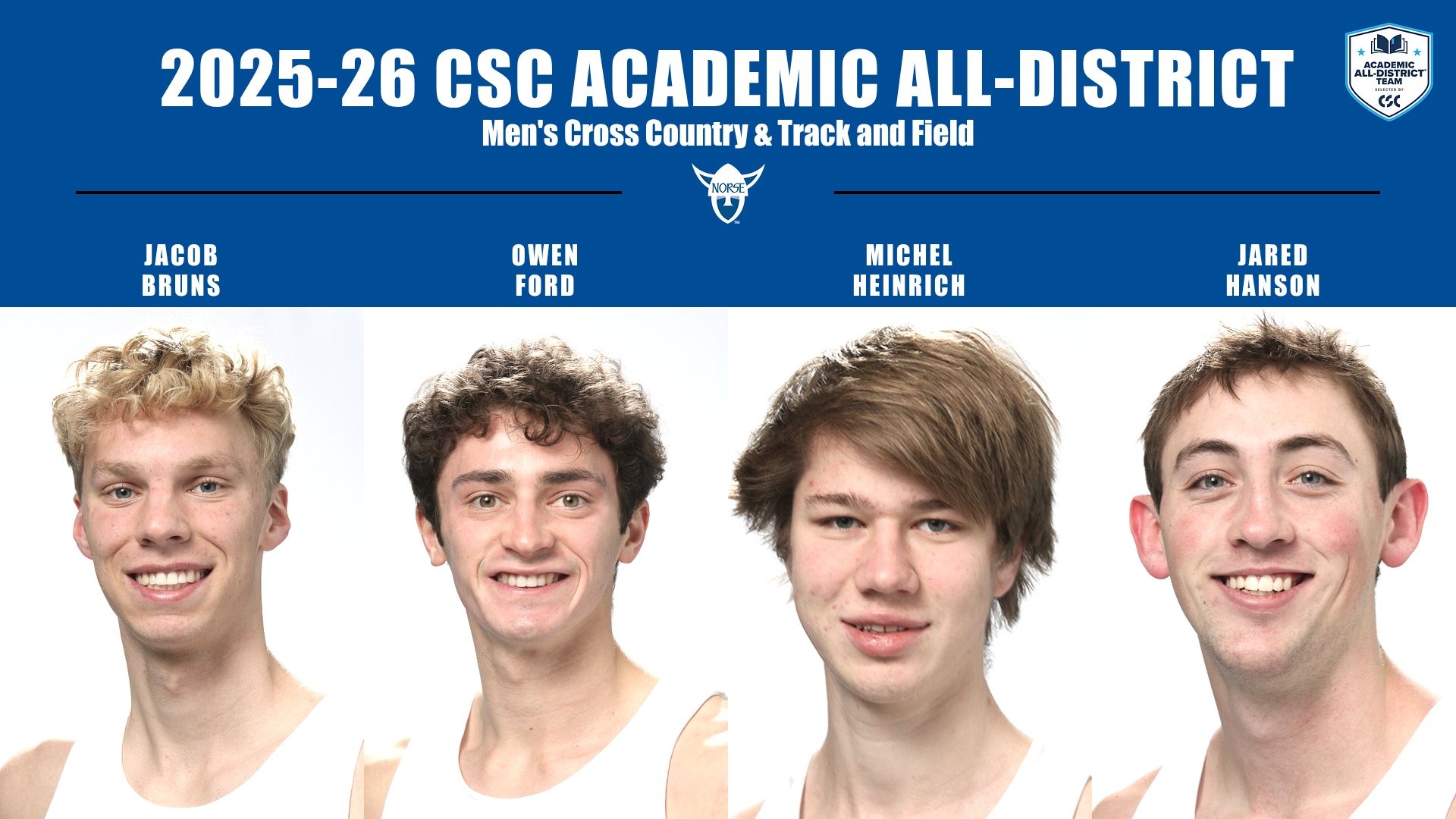 2025-26 CSC Academic All-District Men's Cross Country and Track and Field