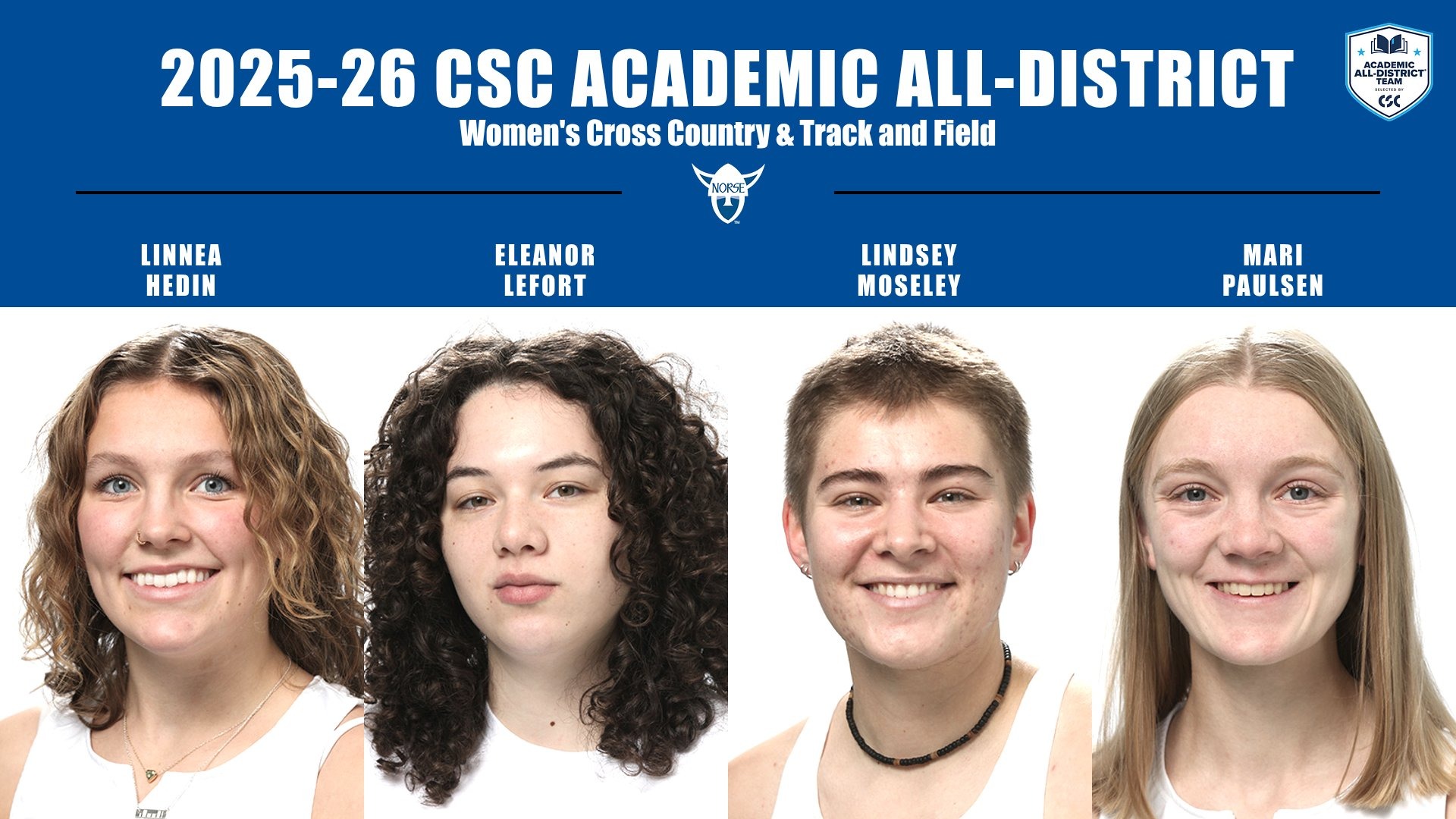 2025-26 CSC Academic All-District Women's Cross Country and Track and Field Feature Graphic