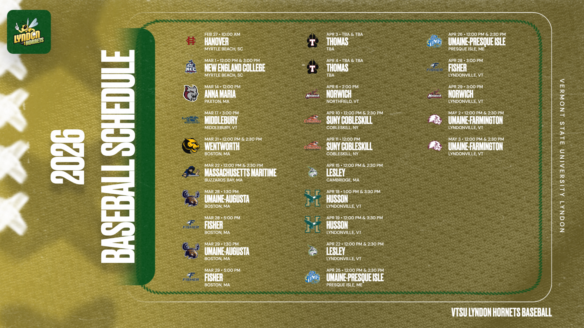 2026 baseball schedule
