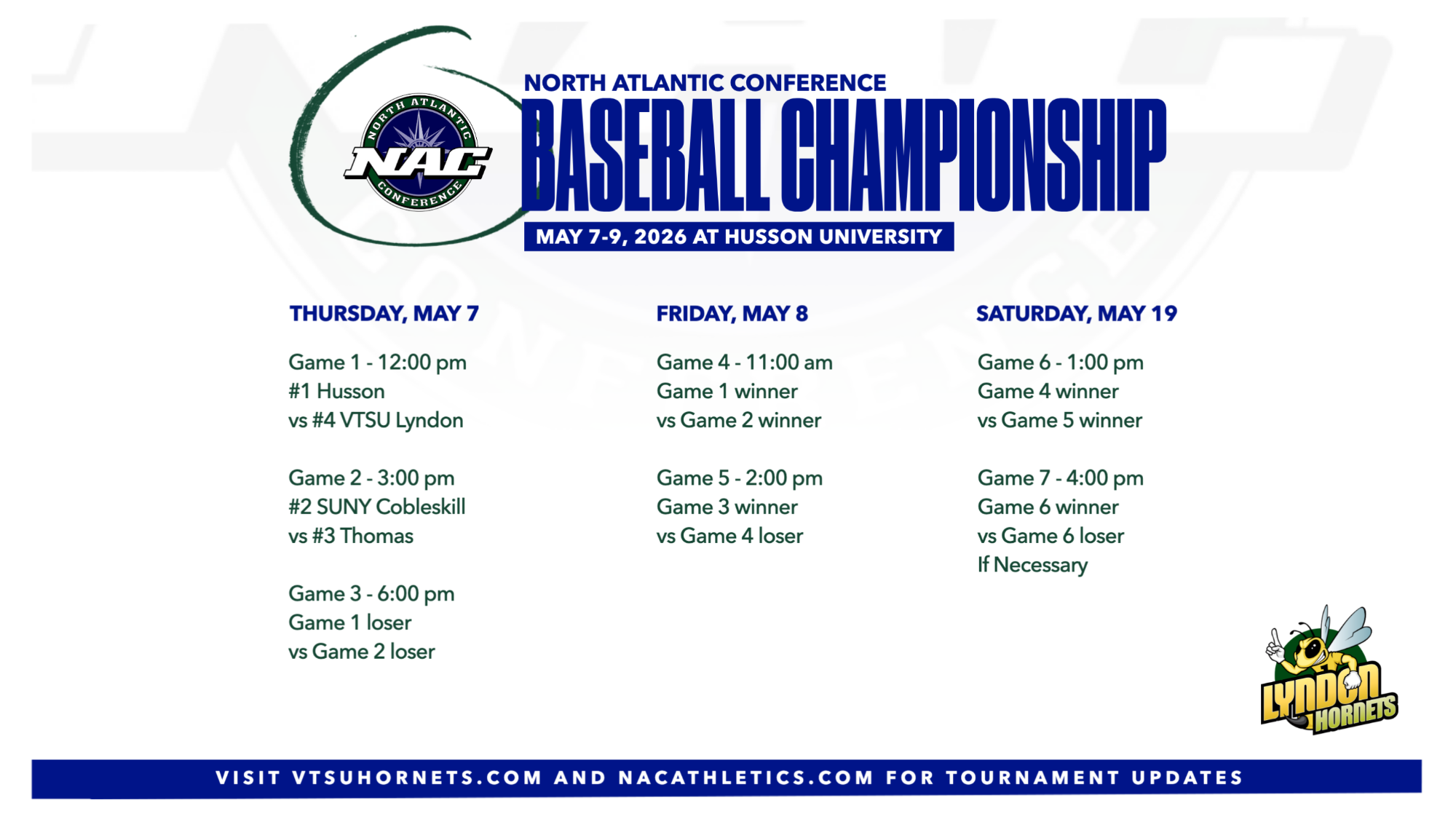 2026 NAC Baseball Tournament Schedule