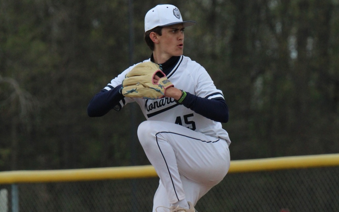 BSB - Brendan Przybycki (45) readies his delivery