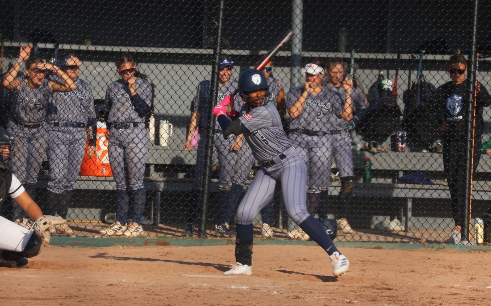 Softball - Zoe Hunt (6) at bat vs. Mott
