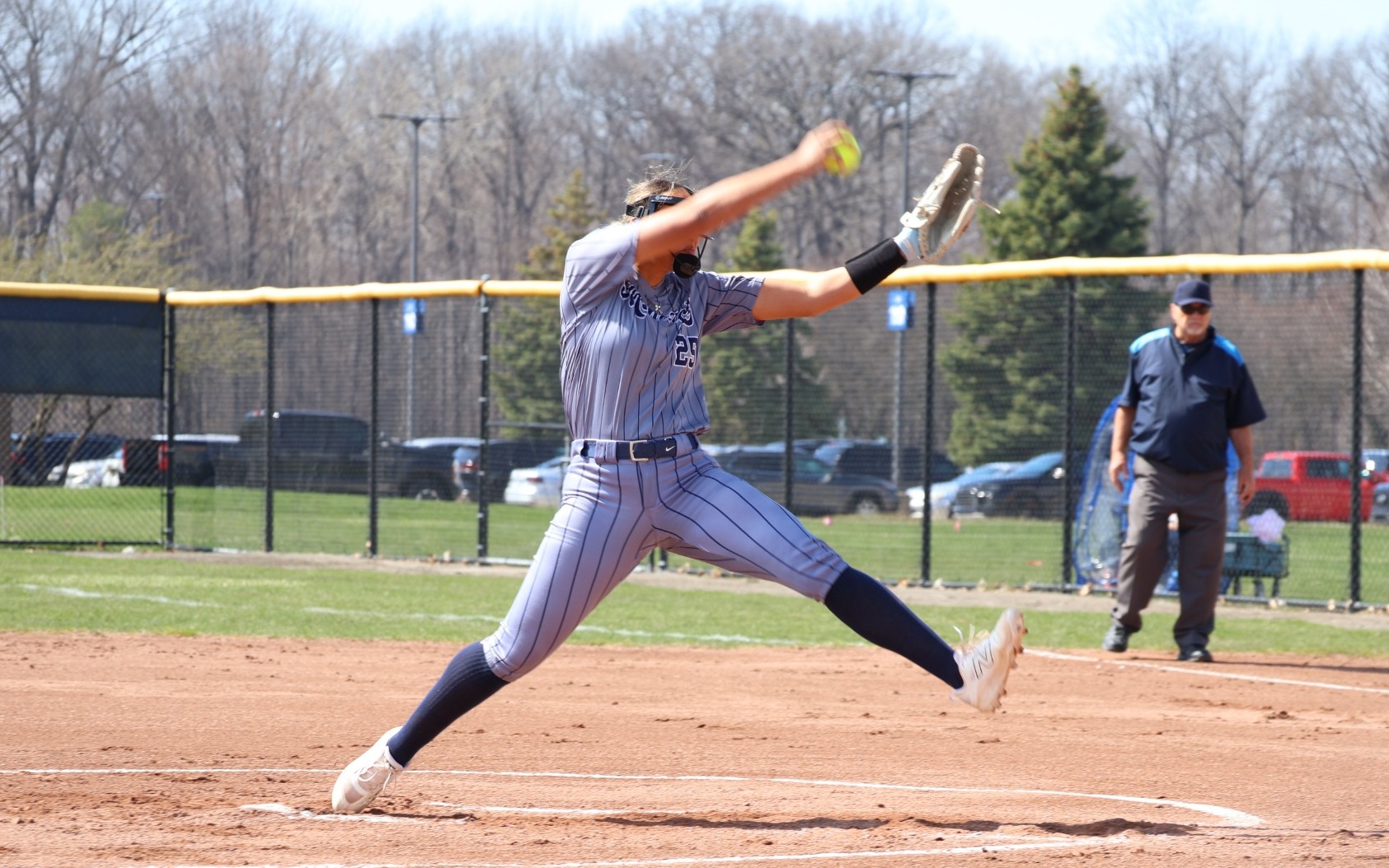 Softball - Ariana Wlodeck pitches at home in April 2026