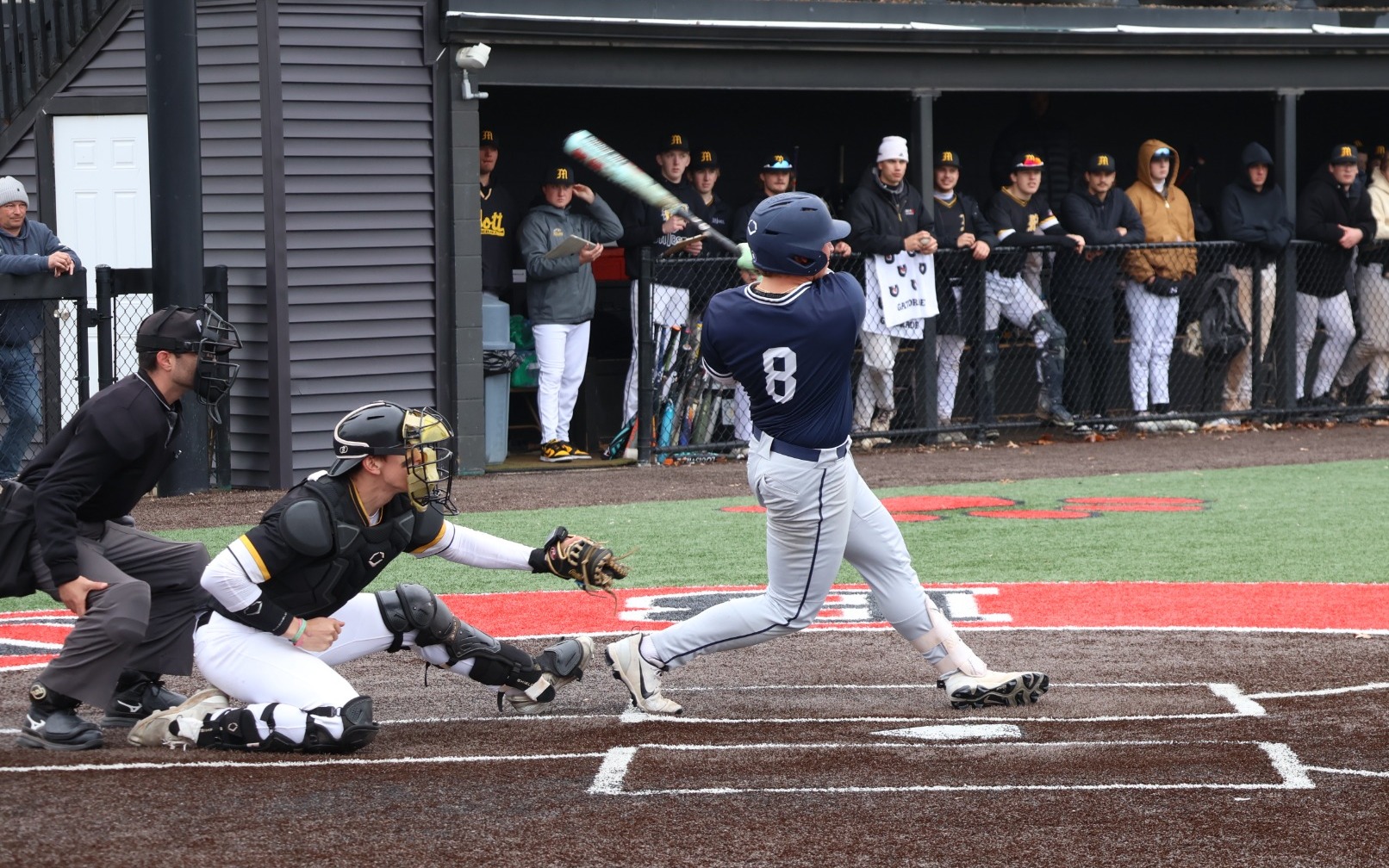 Baseball - Aidan Miller doubles against Mott