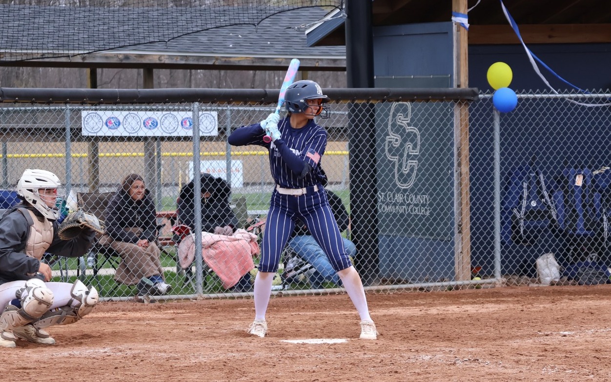 Softball - Jacqueline Asmar (3) awaits the pitch at SC4 