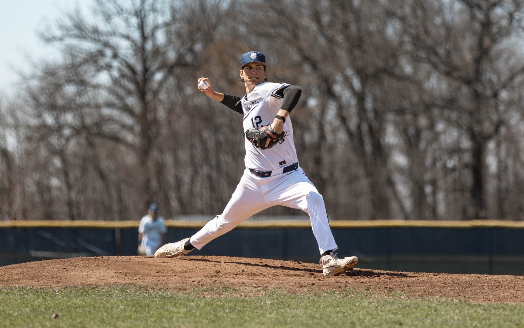 Baseball - Greg Burns (12) pitches at Macomb in 2026