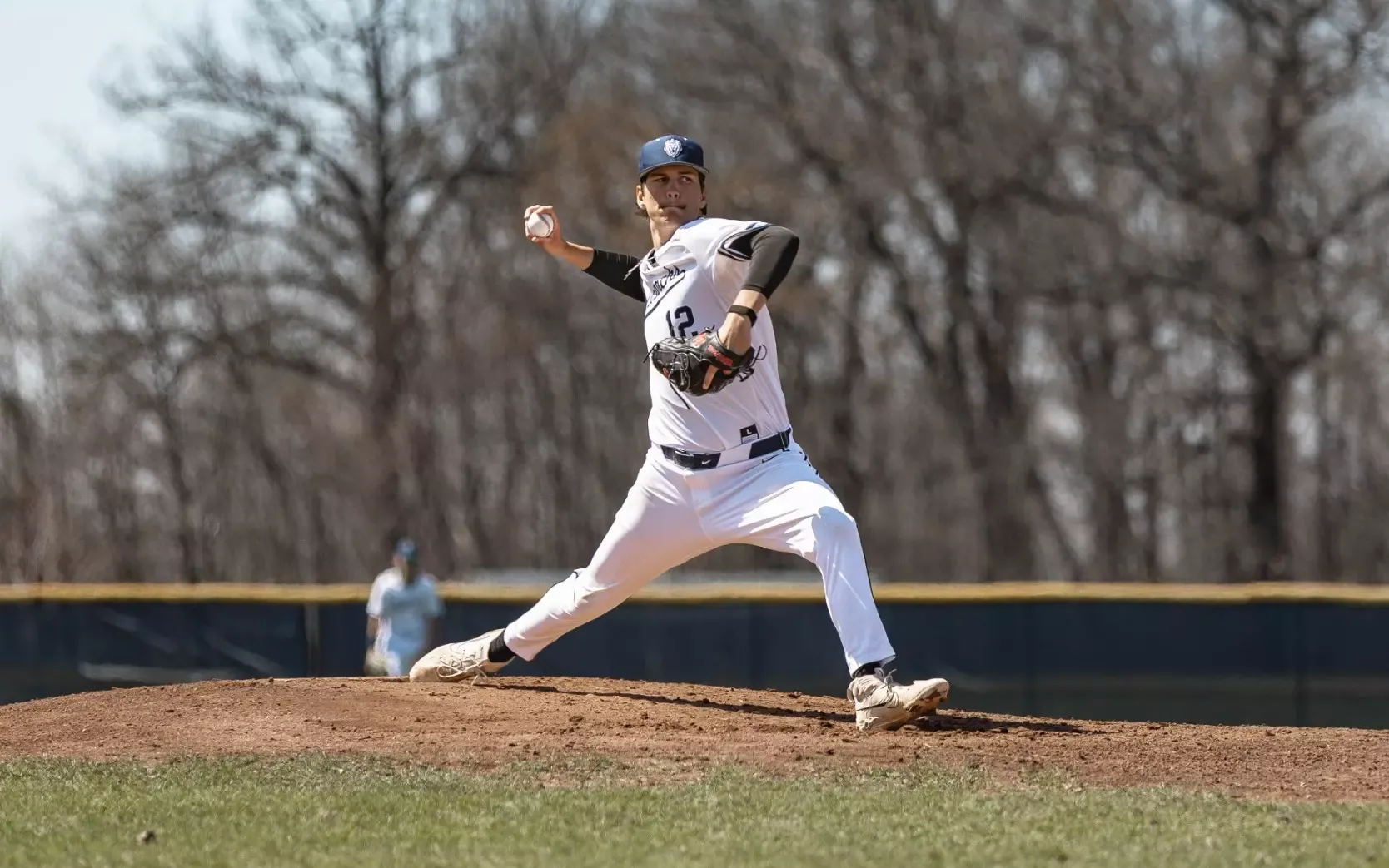 Baseball - Greg Burns (12) pitches at Macomb in 2026