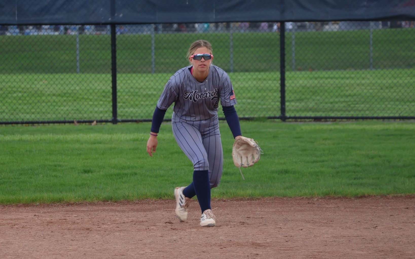 Softball - Kailey Viviano (8) readies for the play at shortstop
