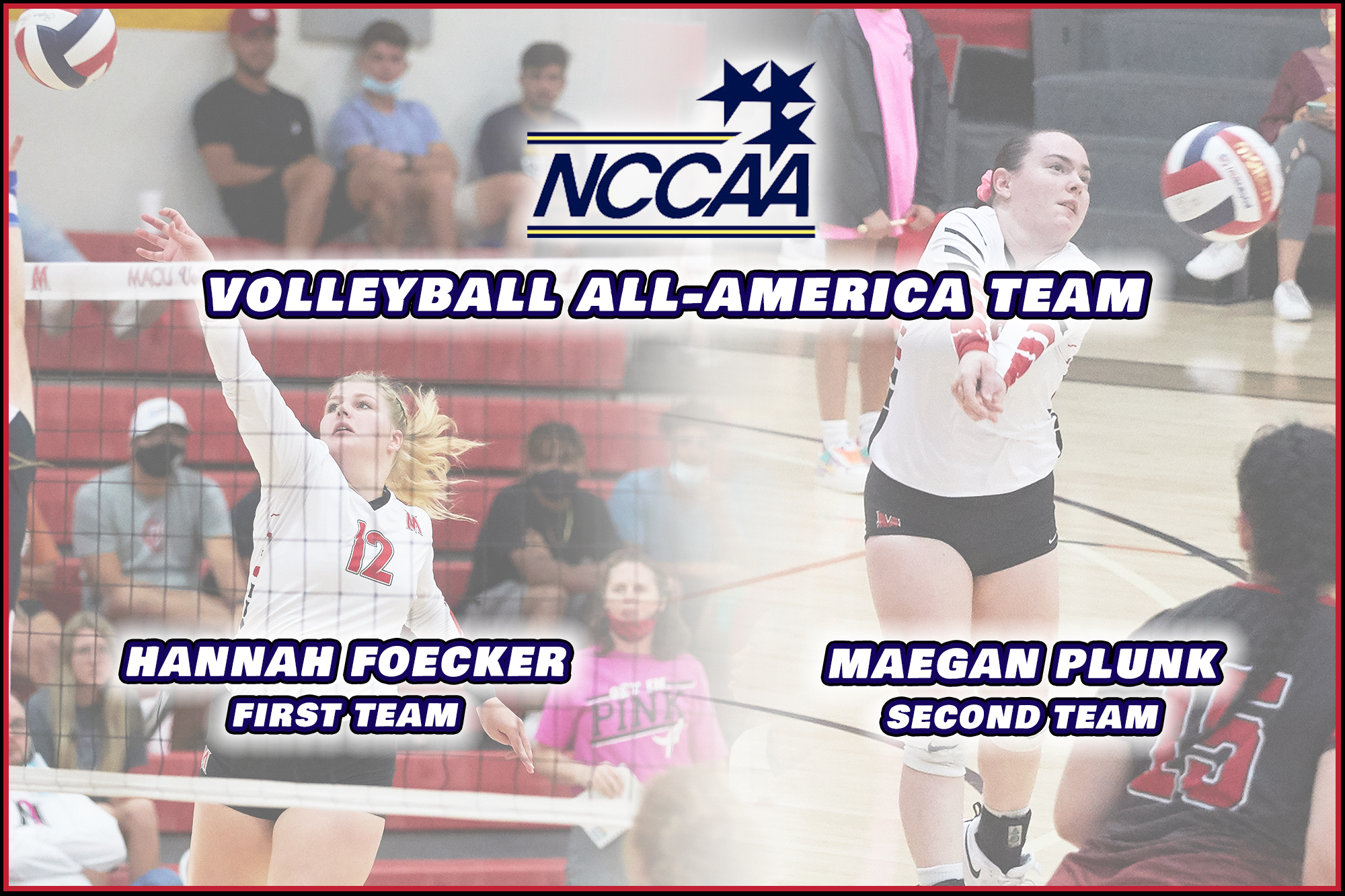 Foecker, Plunk Garner NCCAA DI Volleyball AllAmerica Honors Mid