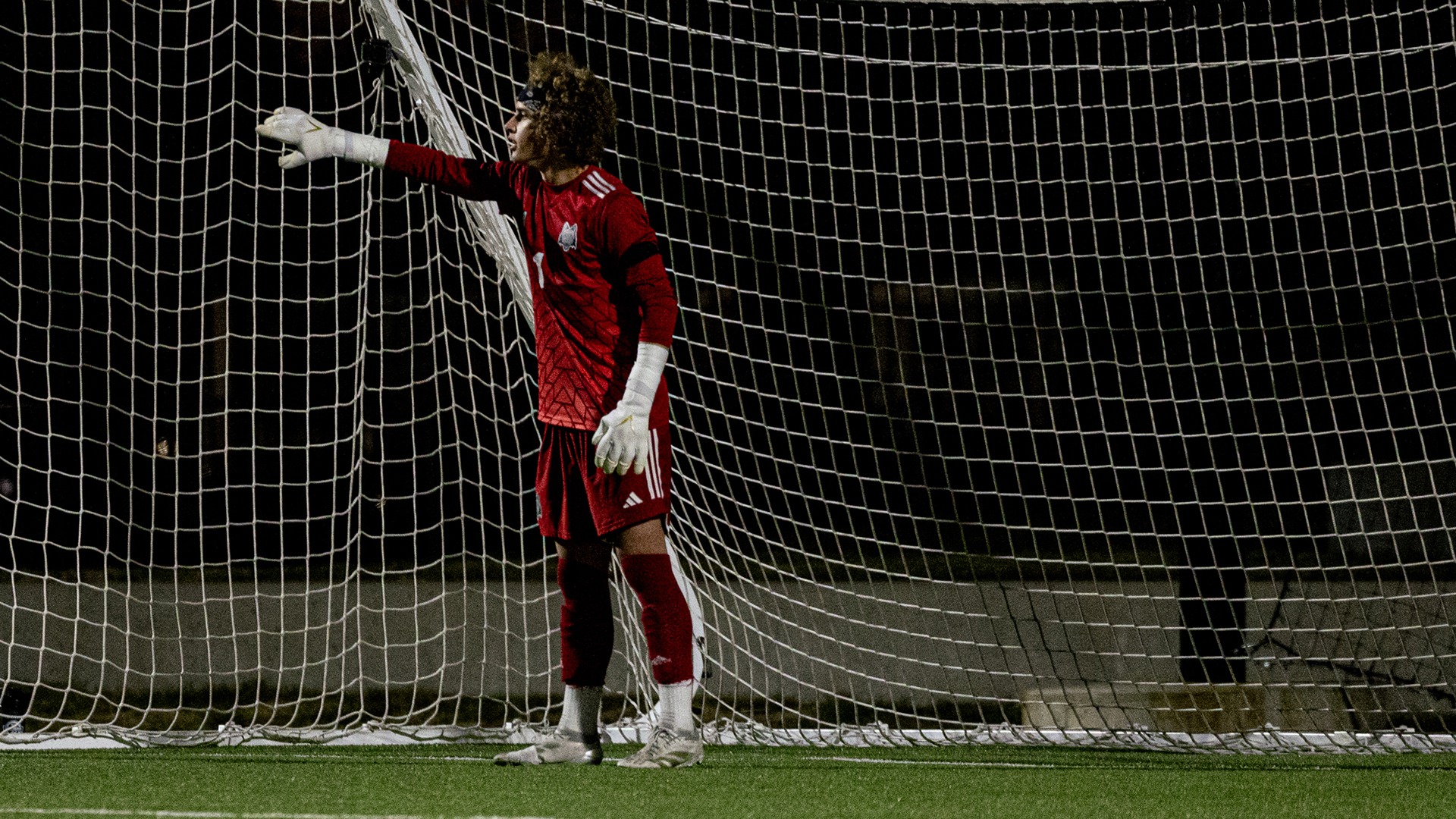 Caylen Coventry stands in goal at the national tournament