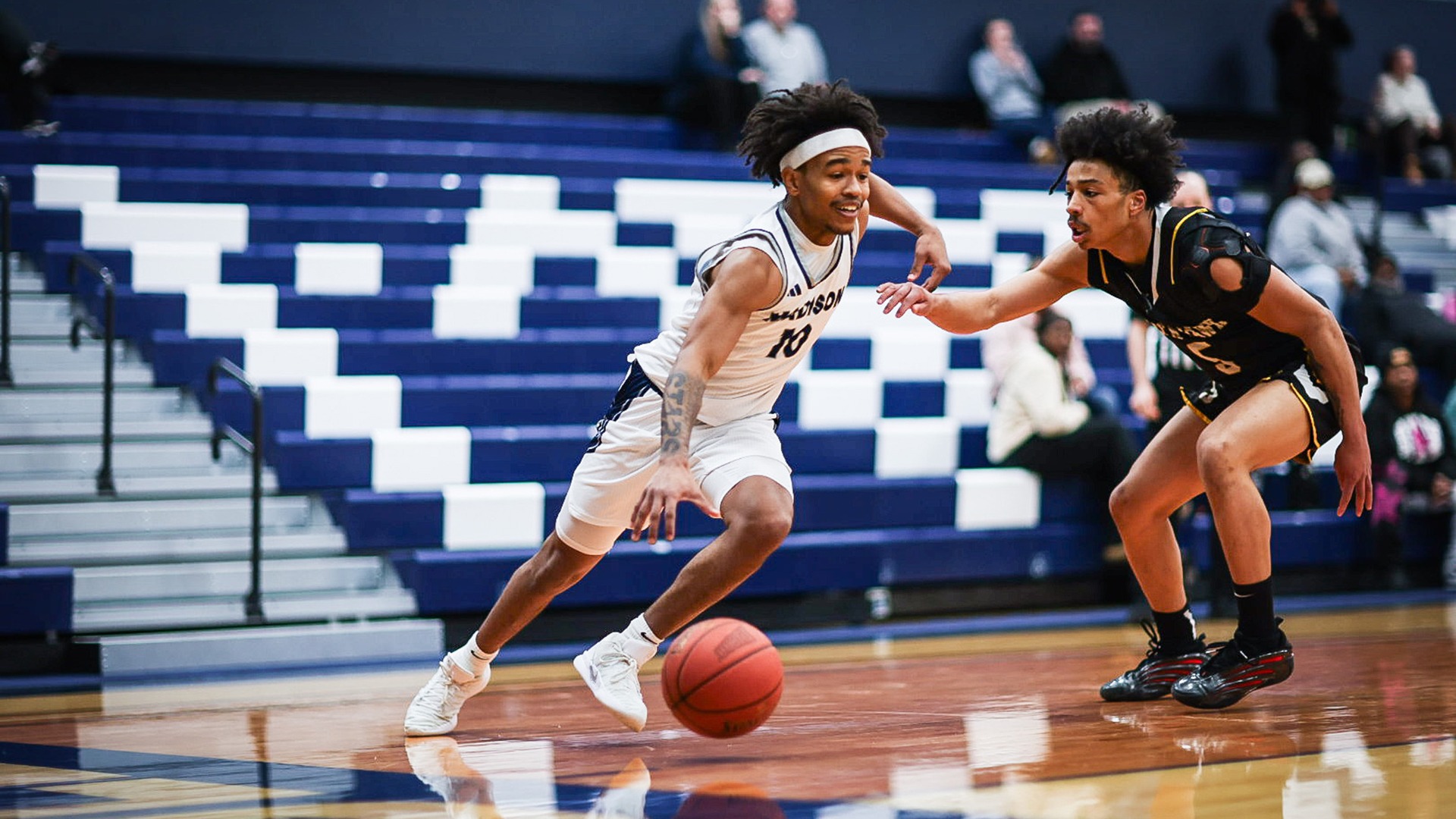 George Whaley drives against a defender