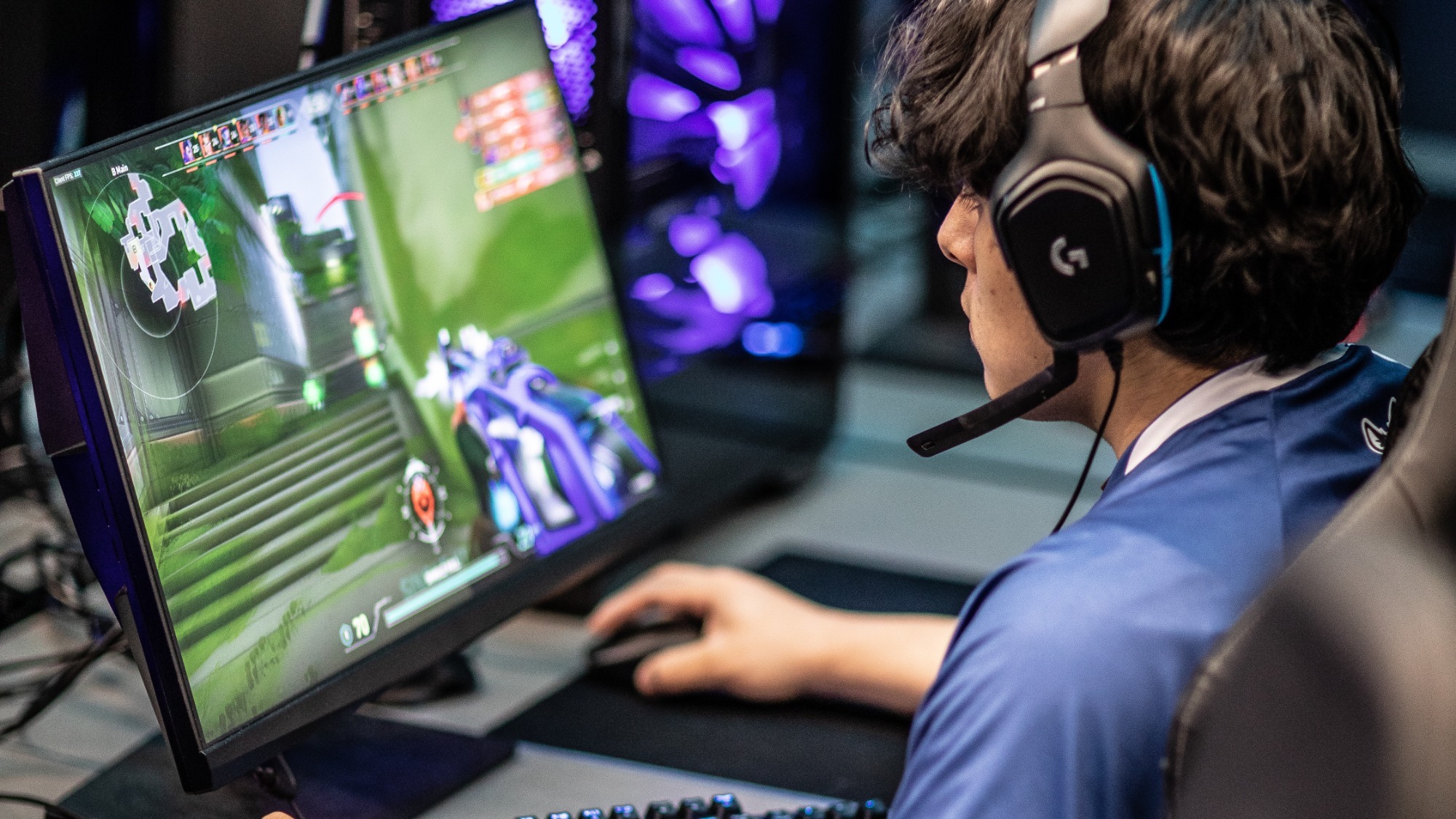Esports player at a computer