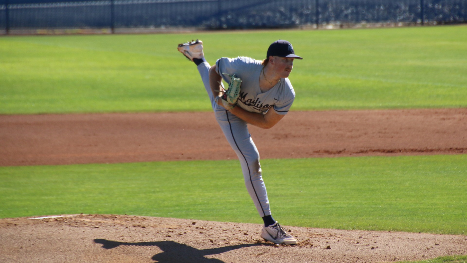 Noah Marschke follows through after delivering a pitch
