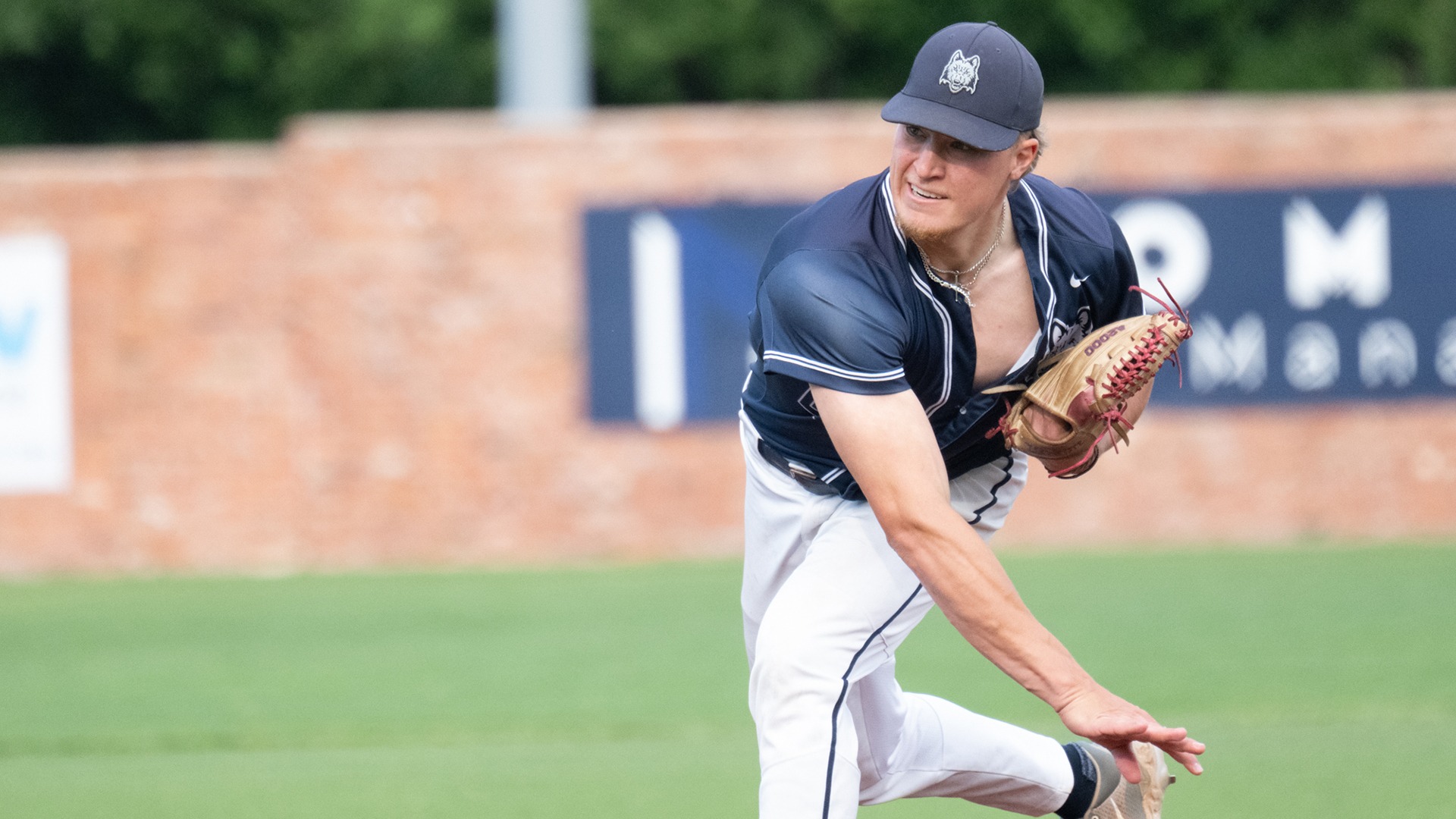 Broden Jackson follows through on a pitch at the NJCAA World Series