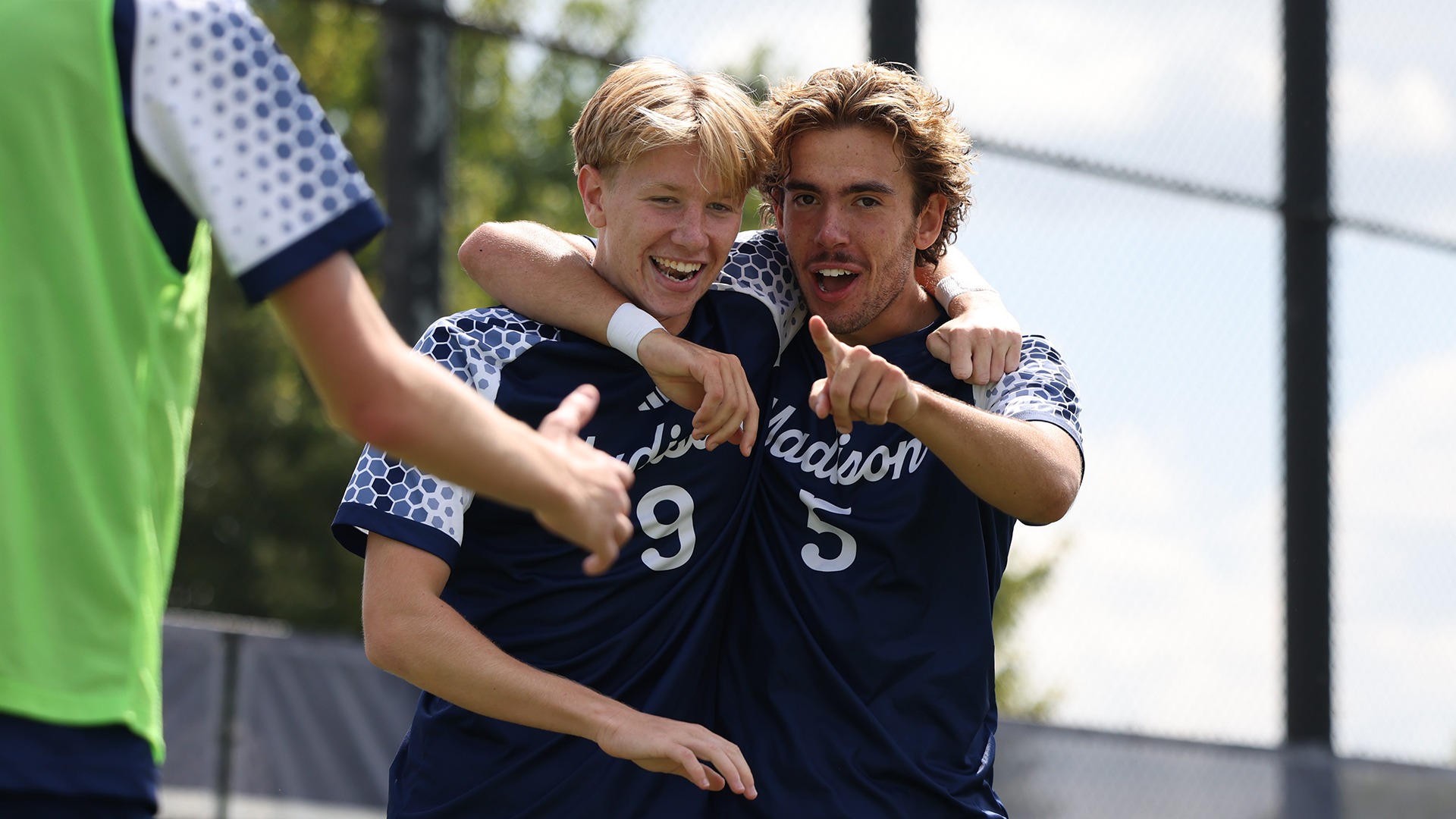 Dylan Sutton & Ben Young celebrate after Sutton scored a goal.