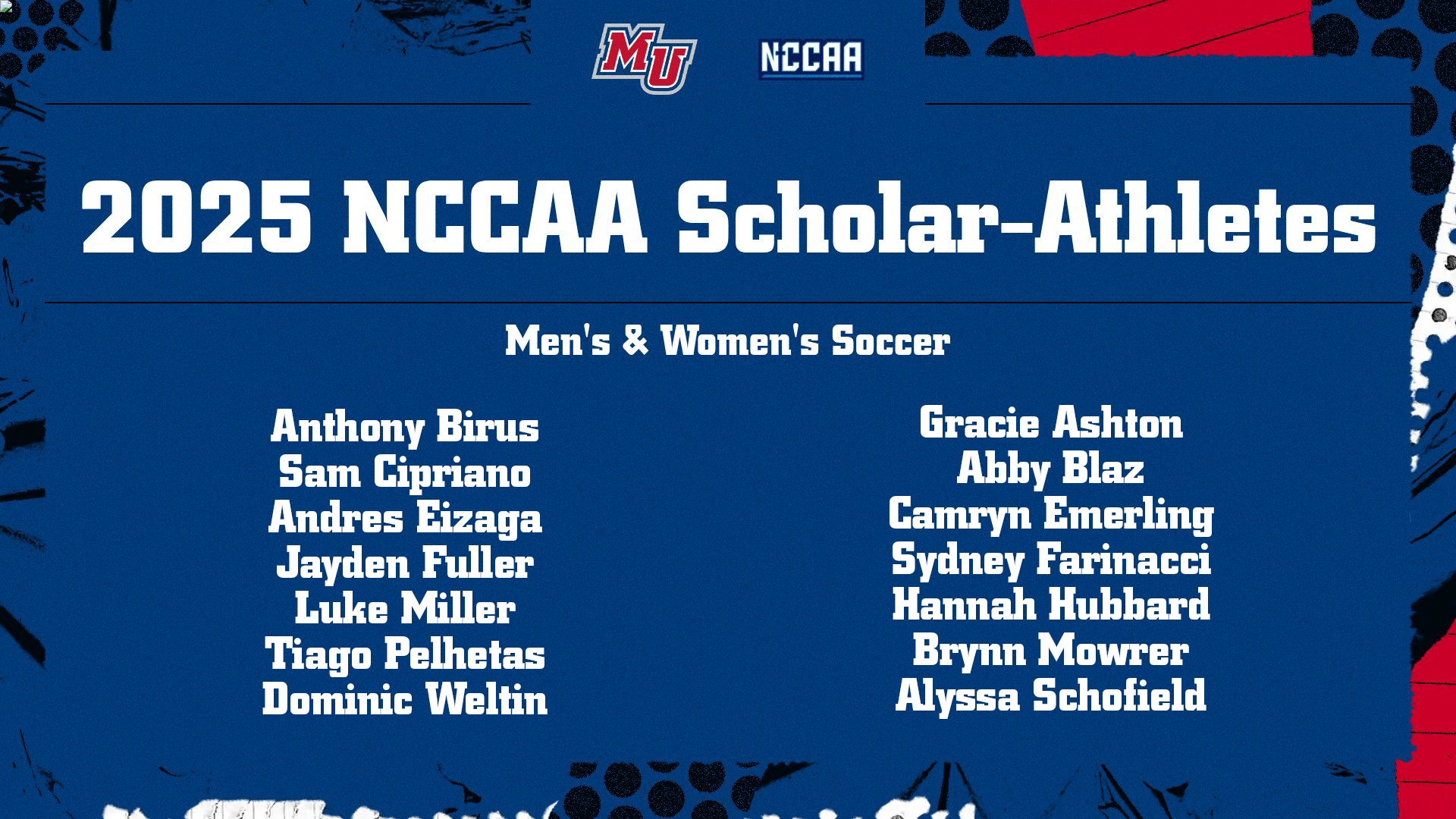 2025 NCCAA Scholar-Athletes - MSOC and WSOC
