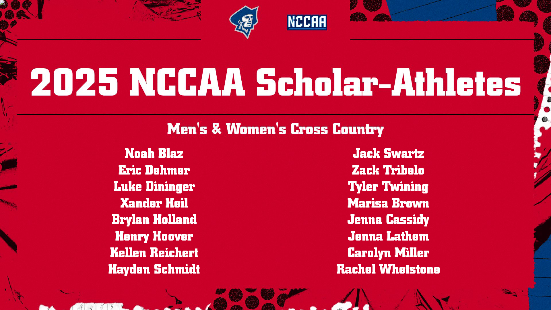 2025 NCCAA Scholar-Athletes - XC 11-5-25