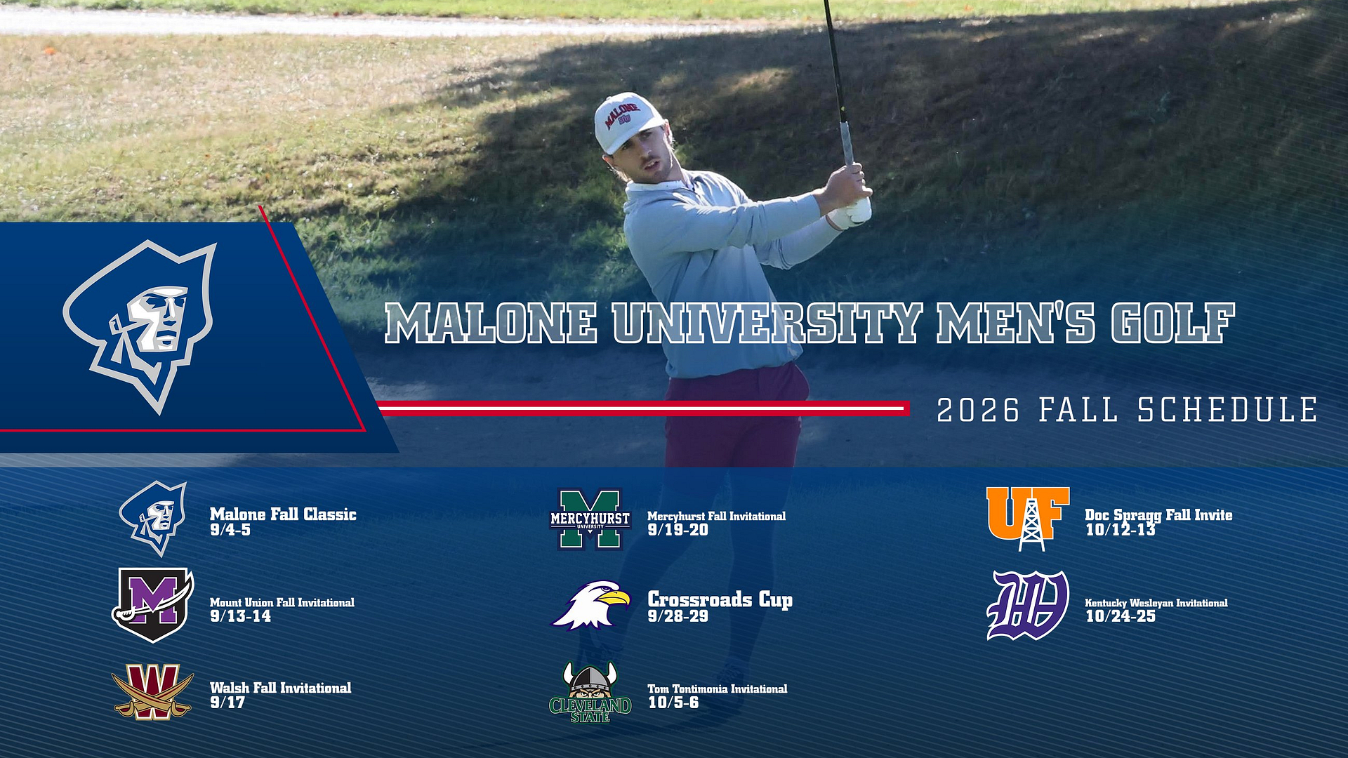 Malone Men's Golf Schedule Fall 26 7-6-26