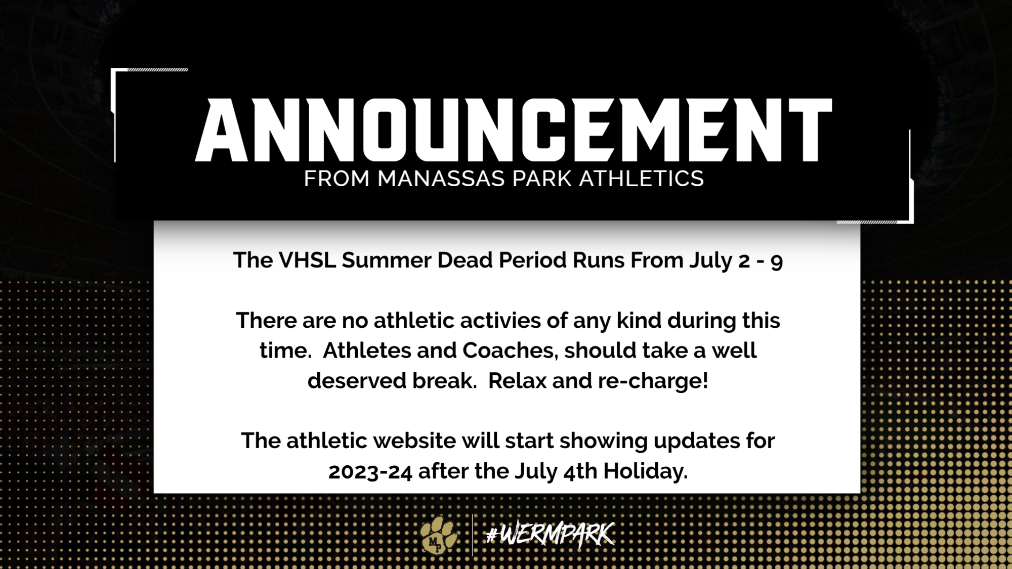 VHSL Summer Dead Period Starts Sunday Manassas Park Cougars Athletics