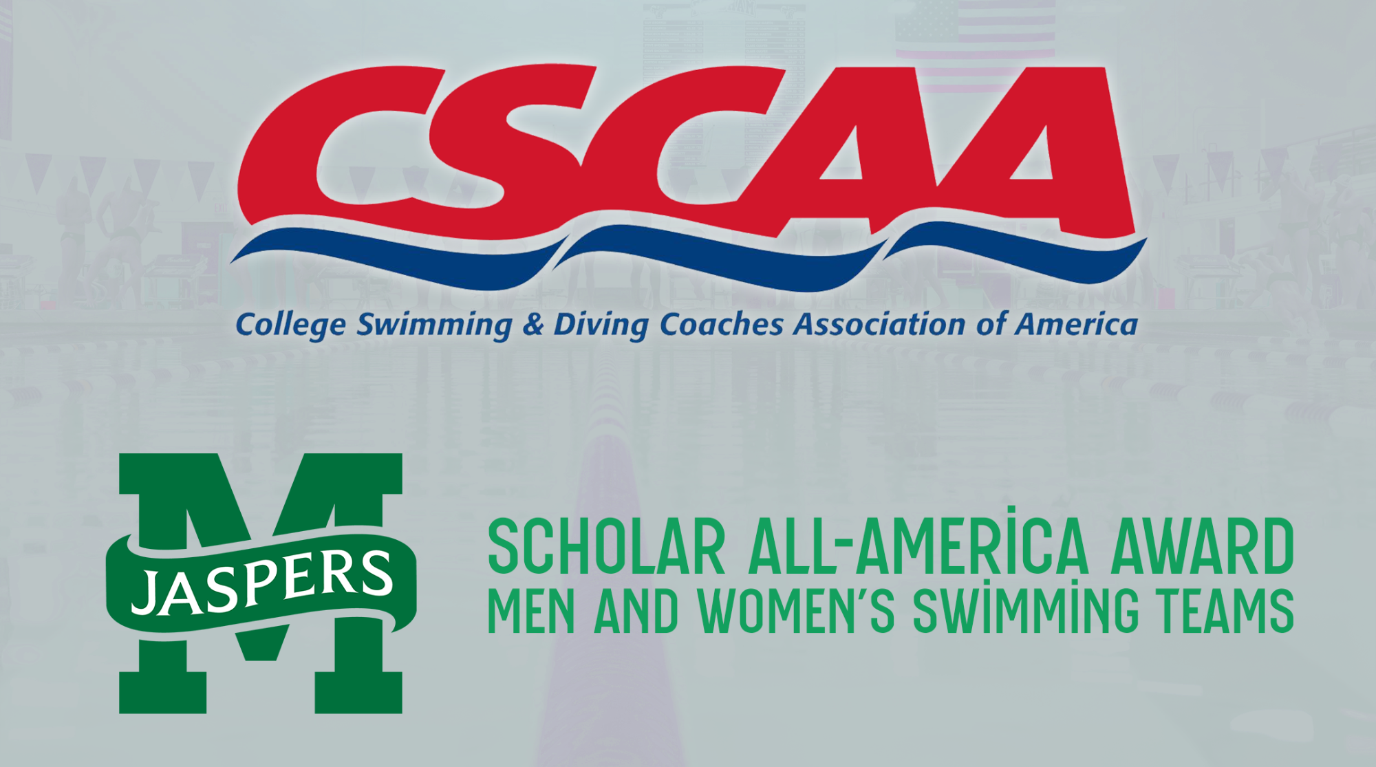 CSCAA Scholar All-American's for M/W SWIM