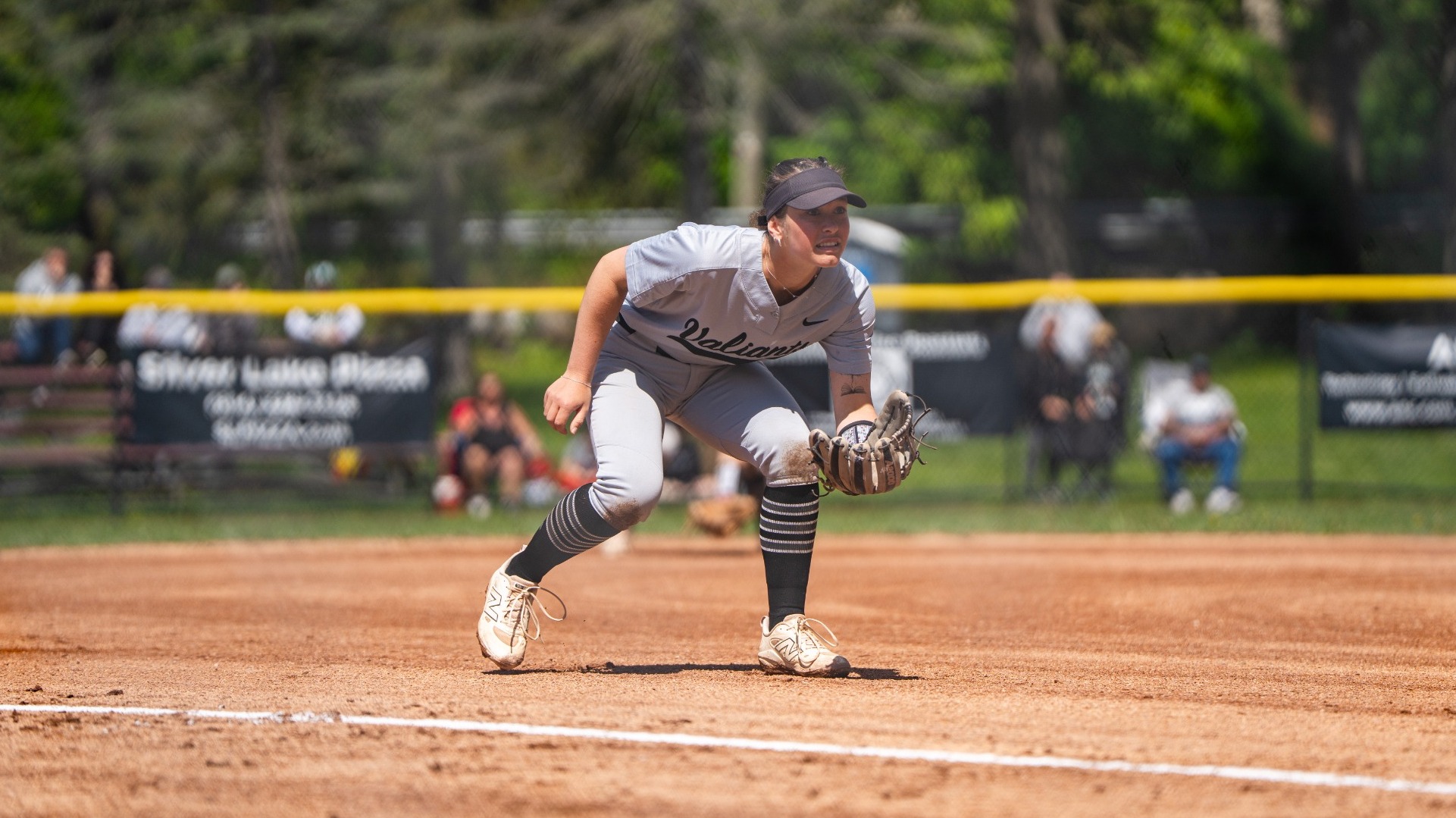 Alexa Lazur readies to field at third base