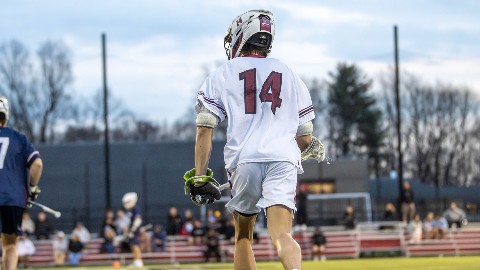 Michael Karabinchak runs onto the field against Maritime