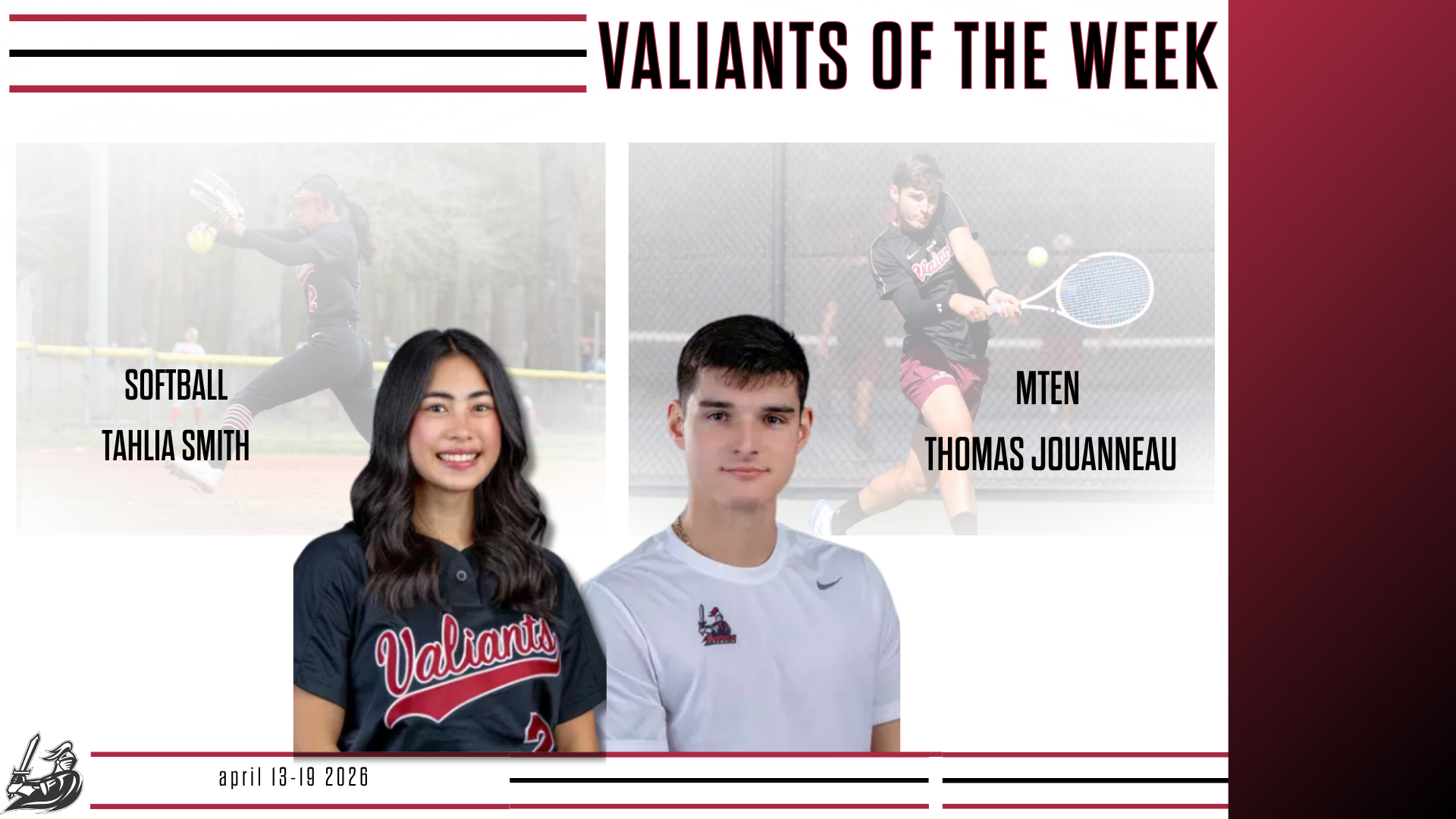 Smith, Jouanneau named Valiants of the Week