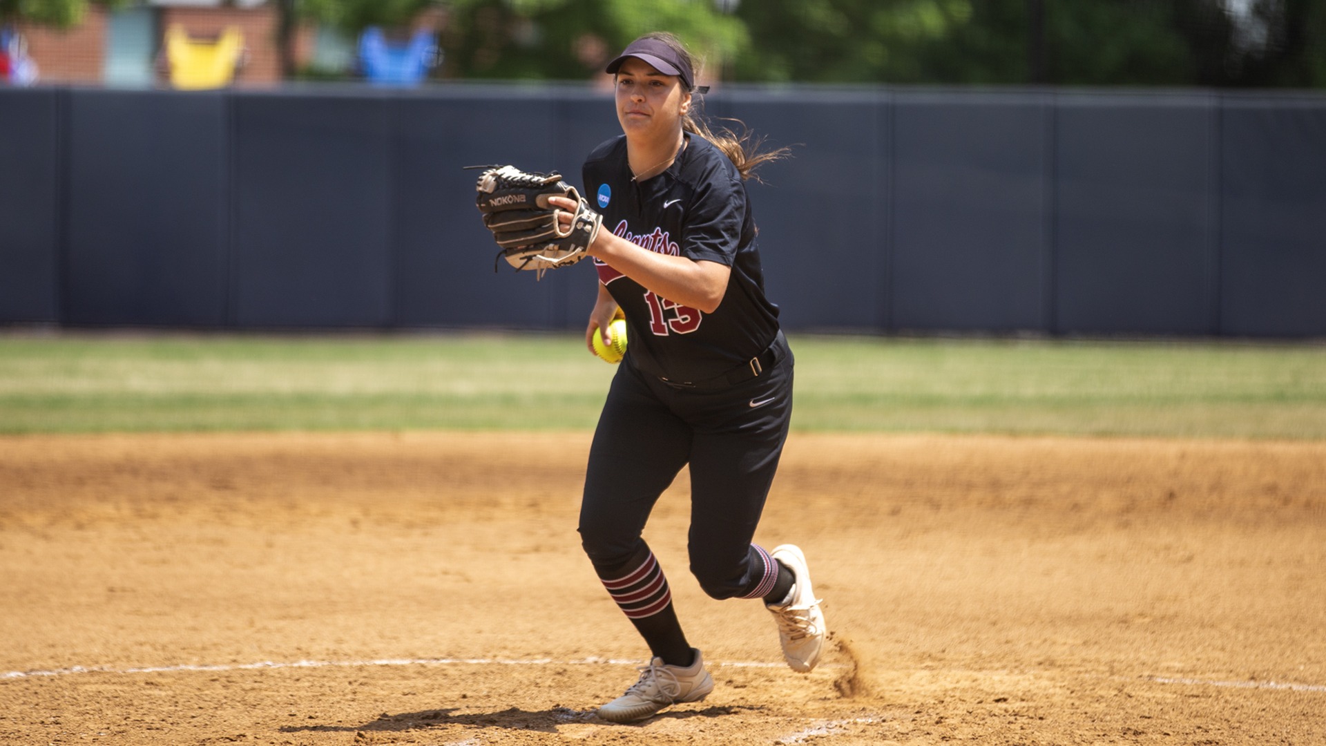 Jori Wilkendorf pitches against Pfeiffer in the first round of the 2026 NCAA Tournament