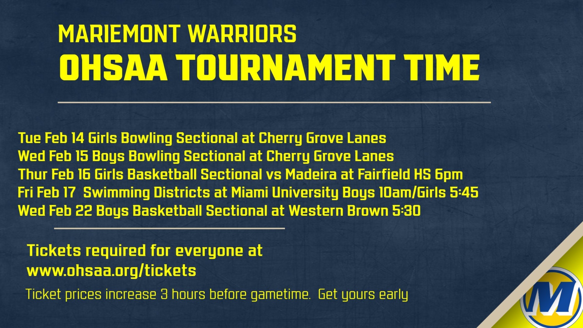 OHSAA Tournament Time Mariemont Warriors Athletics Official Athletics site
