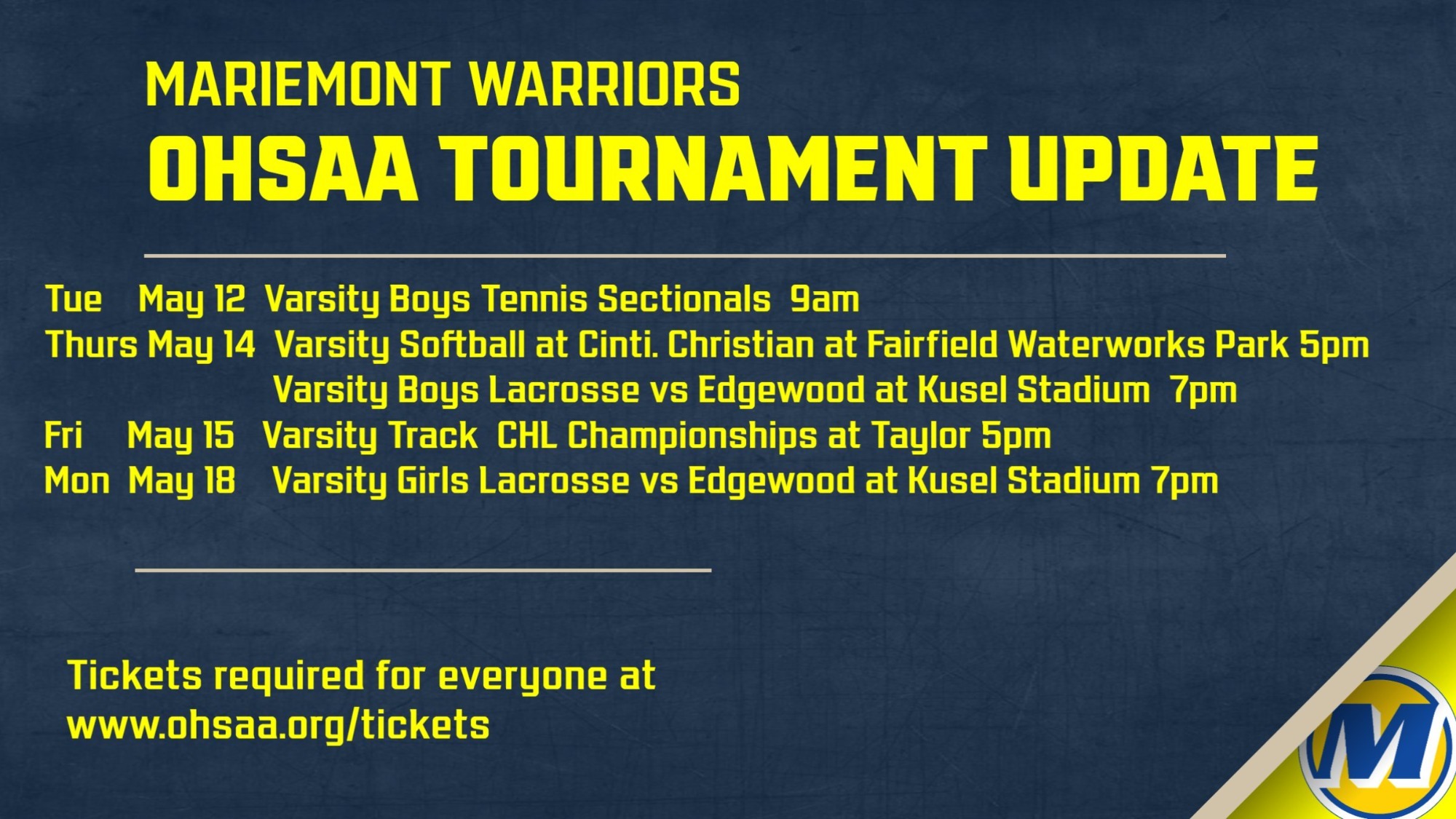 OHSAA Tournament Update