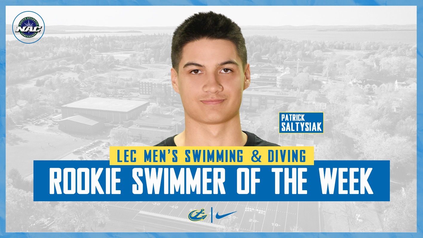 Patrick Saltysiak LEC Men's Swimming & Diving Rookie Swimmer of the Week Graphic Updated