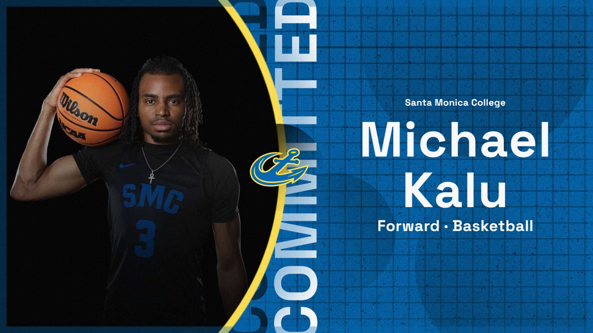 Michael Kalu Men's Basketball Commitment Graphic