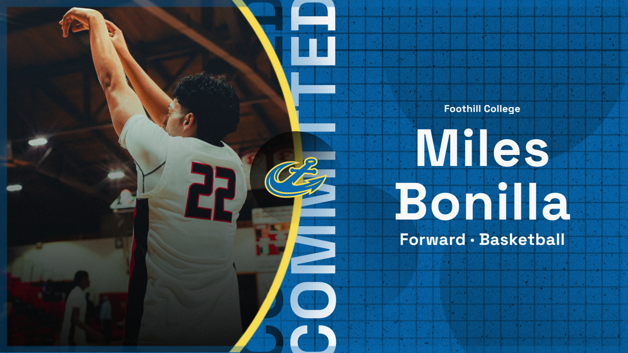 Miles Bonilla Men's Basketball Commitment Graphic