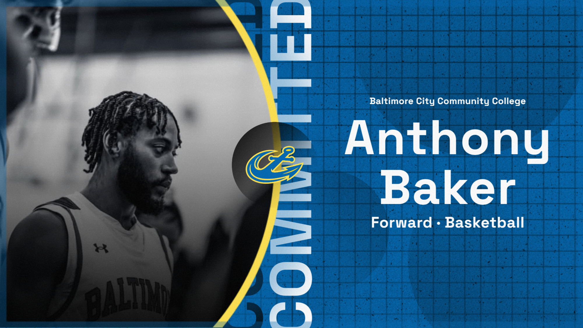 Anthony Baker Men's Basketball Commitment Graphic