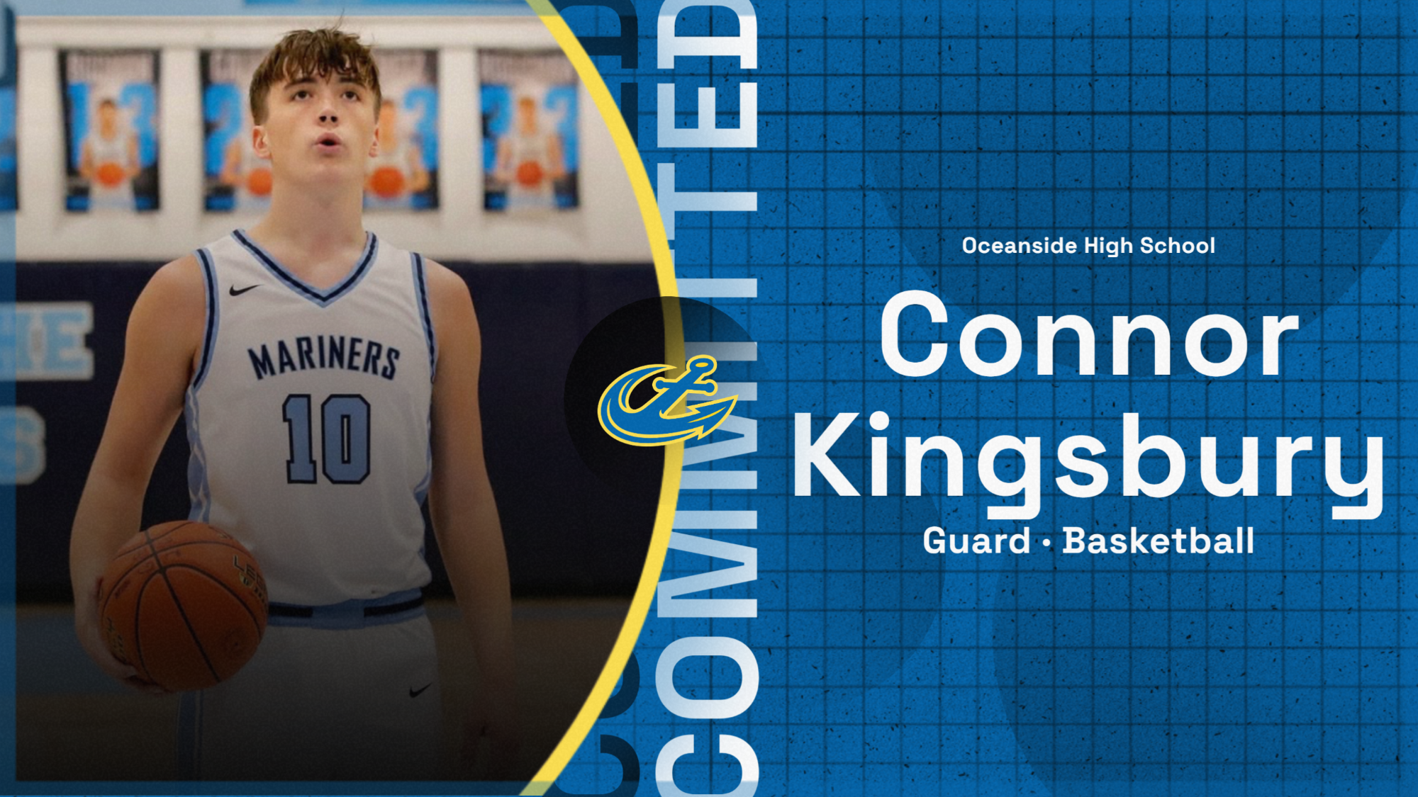 Connor Kingsbury Men's Basketball Commitment Graphic