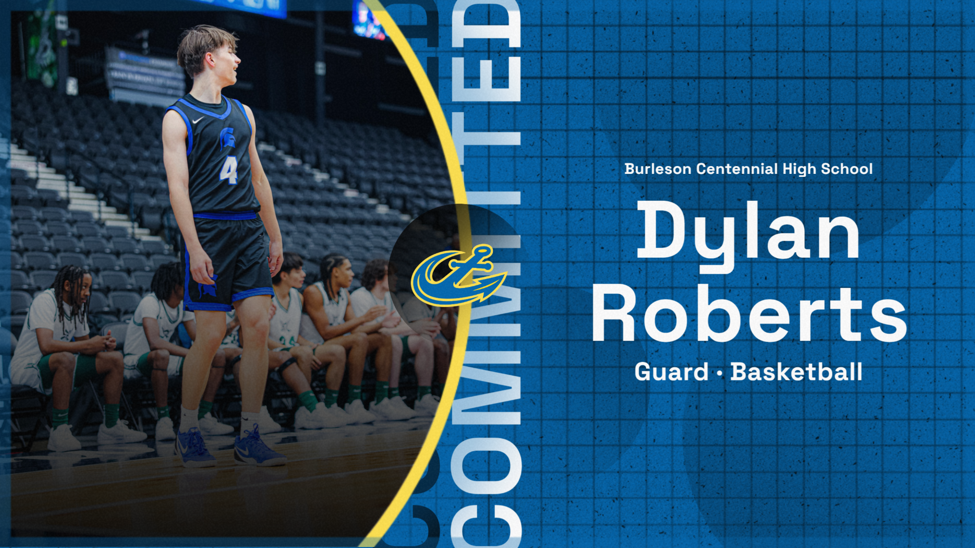 Dylan Roberts Men's Basketball Commitment Graphic