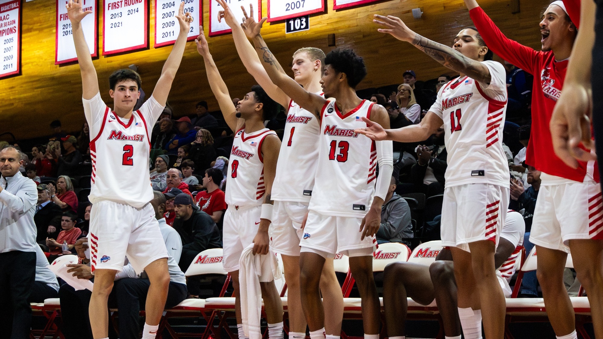 bench celebration - men's basketball