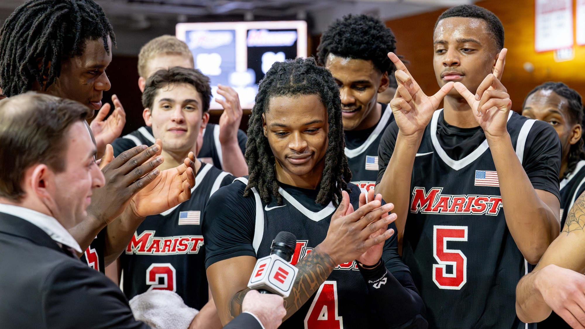 group interview celebration - men's basketball