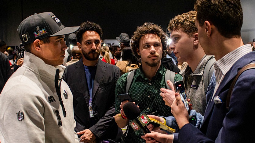 Jason Myers ’13 at Super Bowl LX Opening Night. Photo by Jaylen Rizzo ’27.