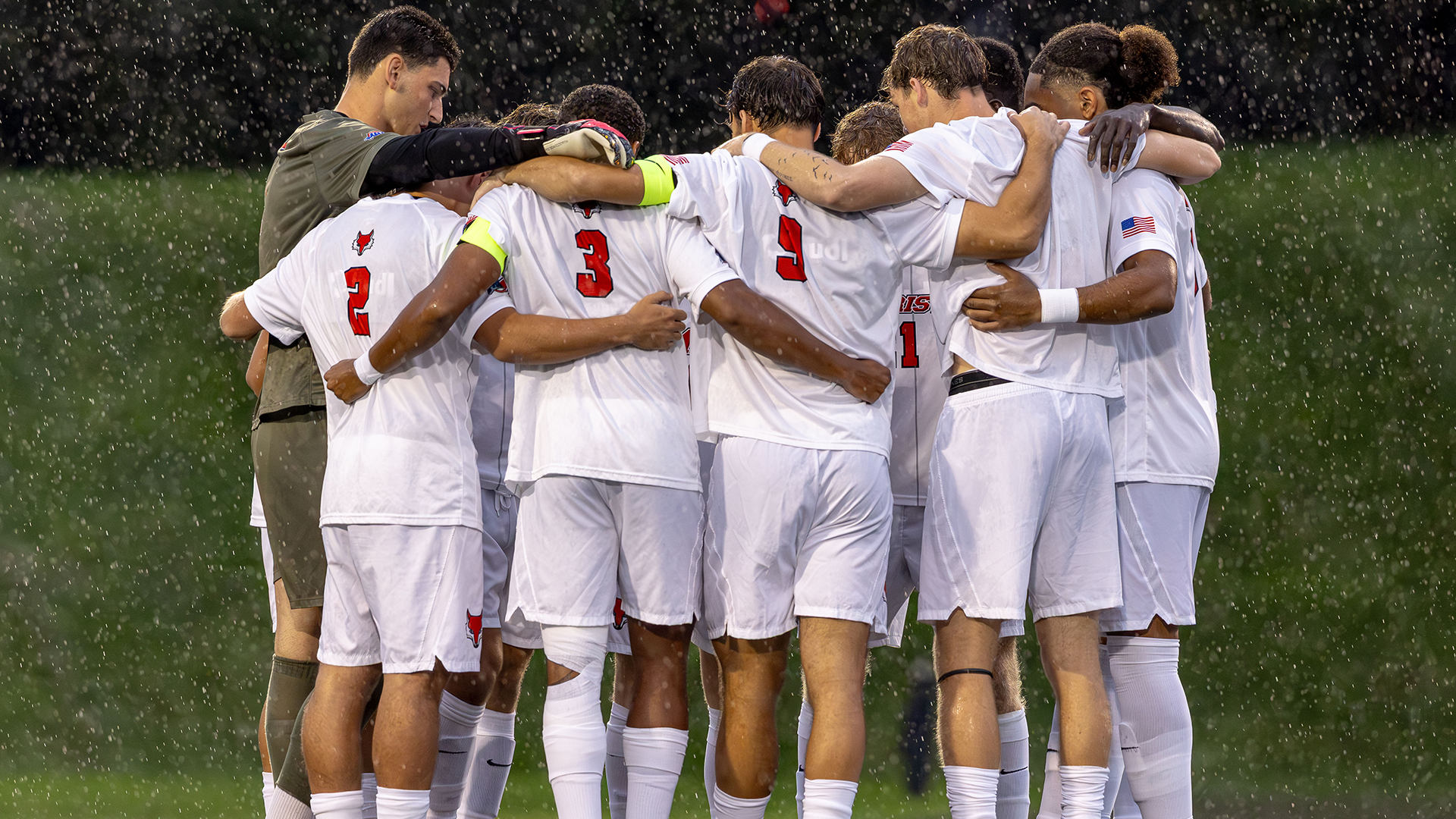 Men's Soccer - huddle